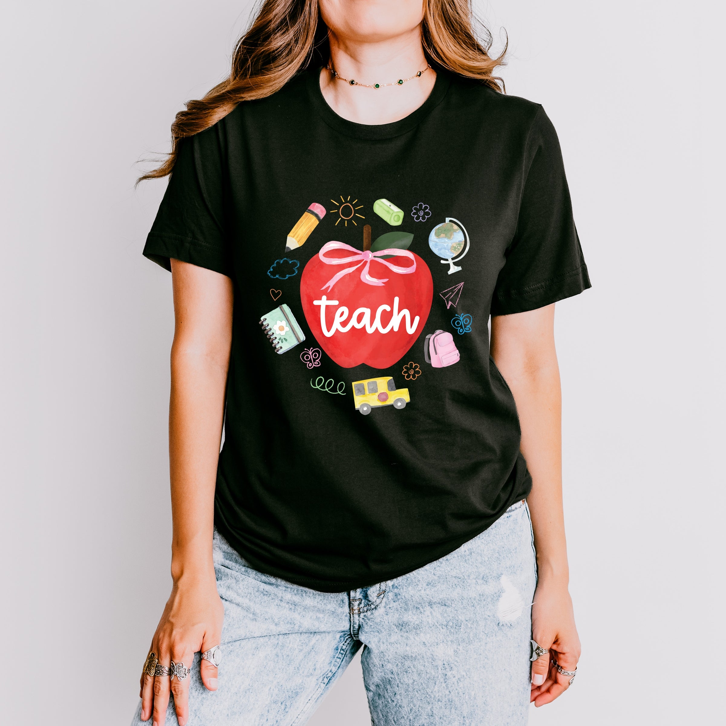 Teach Apple Watercolor - Short Sleeve Tee