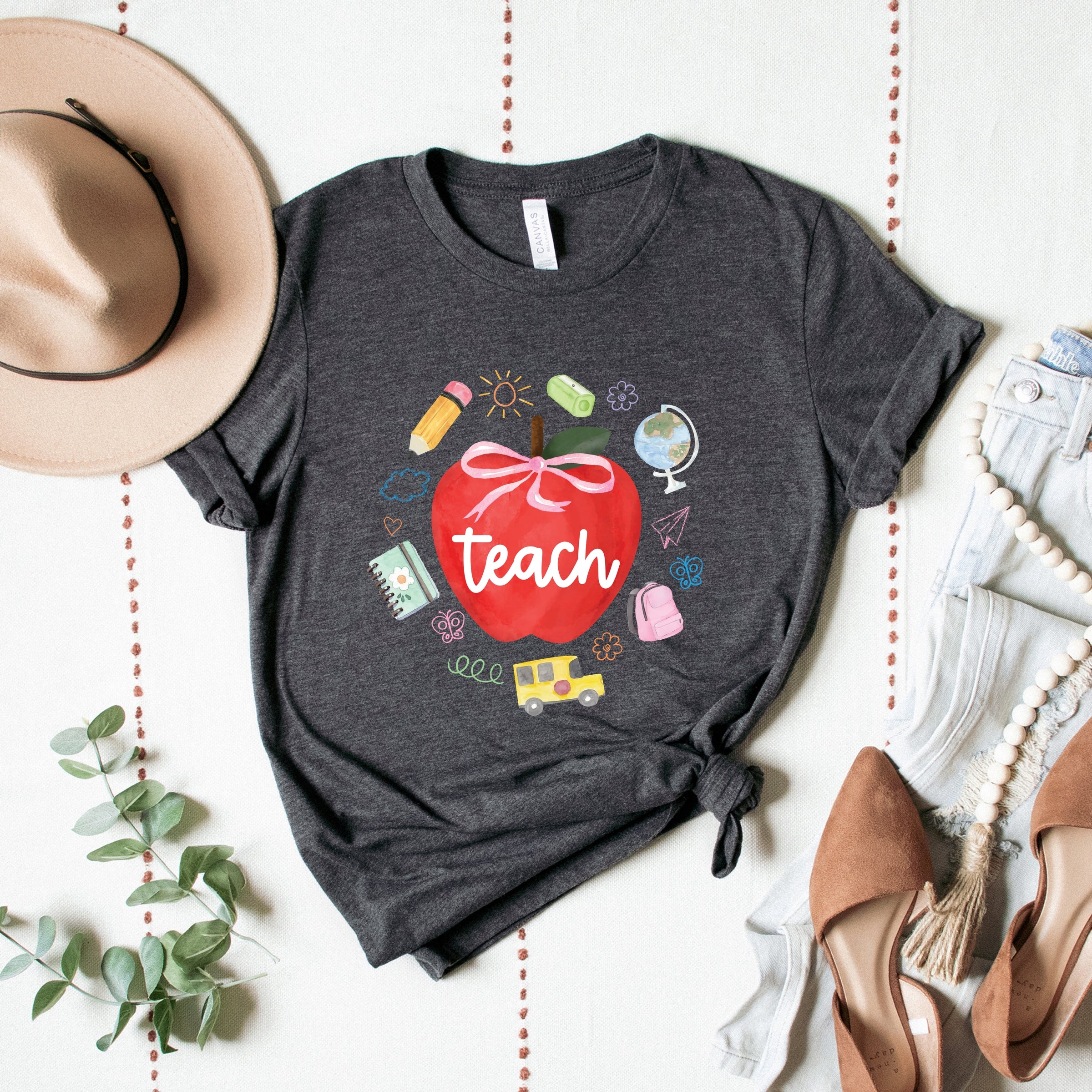 Teach Apple Watercolor - Short Sleeve Tee