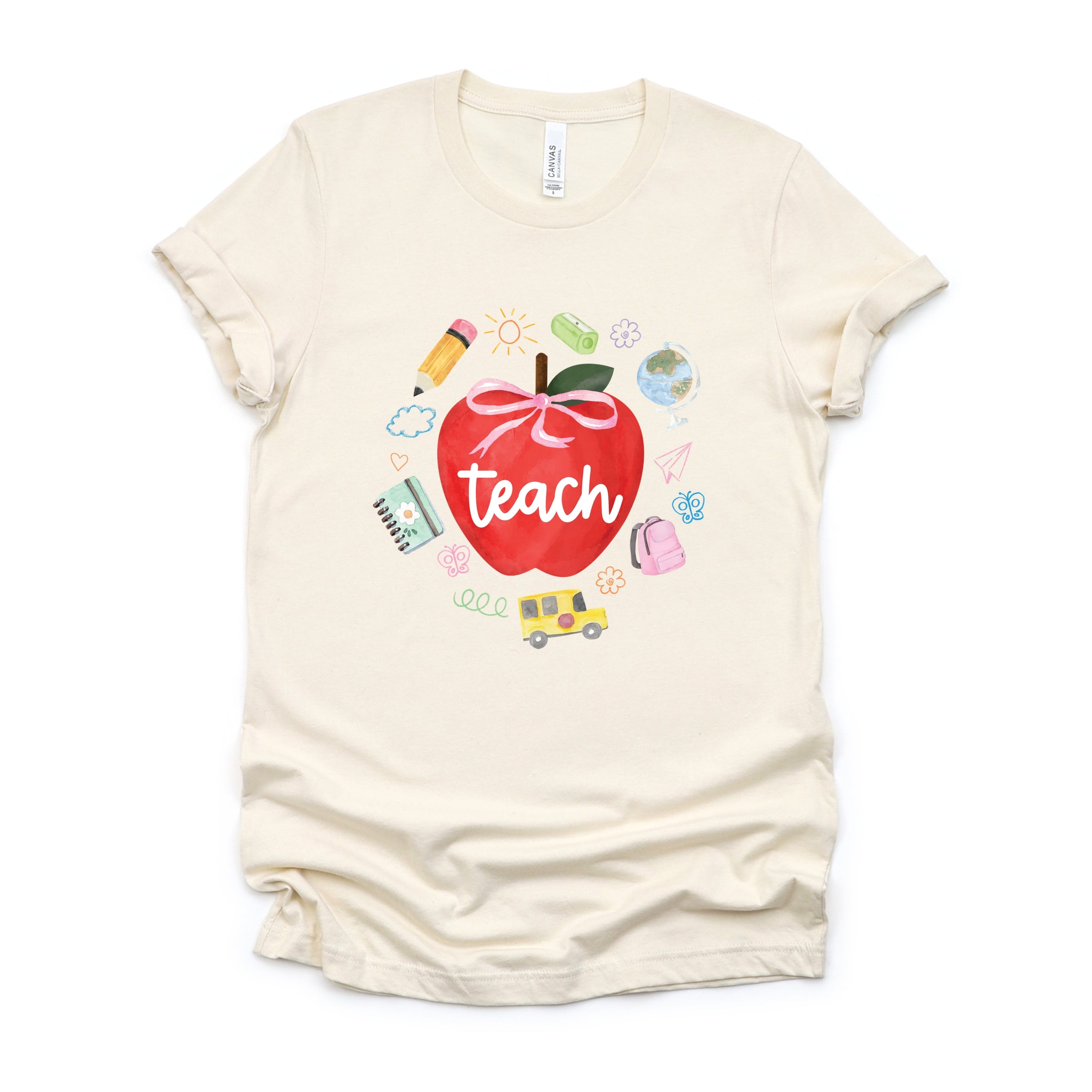 Teach Apple Watercolor - Short Sleeve Tee