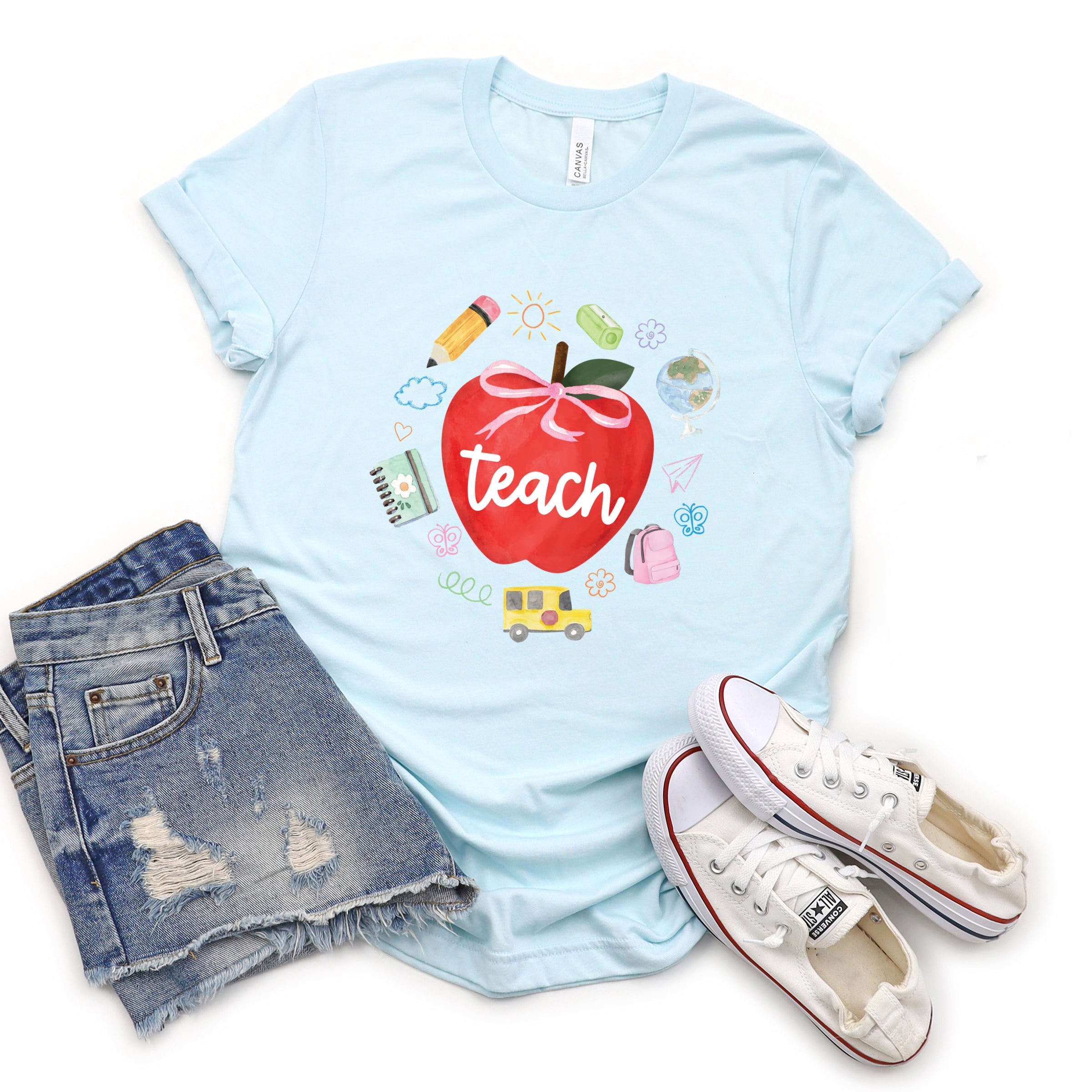 Teach Apple Watercolor - Short Sleeve Tee