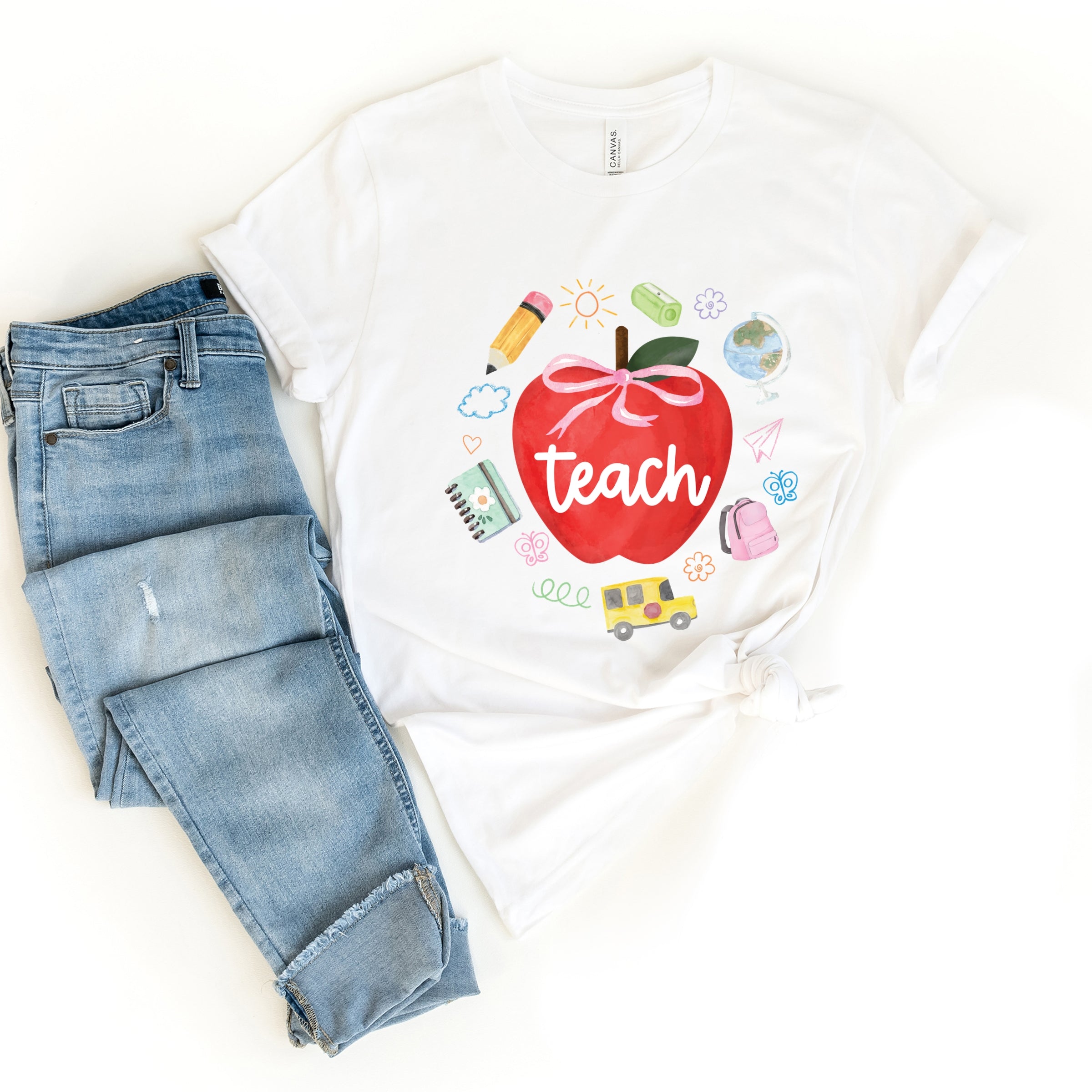 Teach Apple Watercolor - Short Sleeve Tee