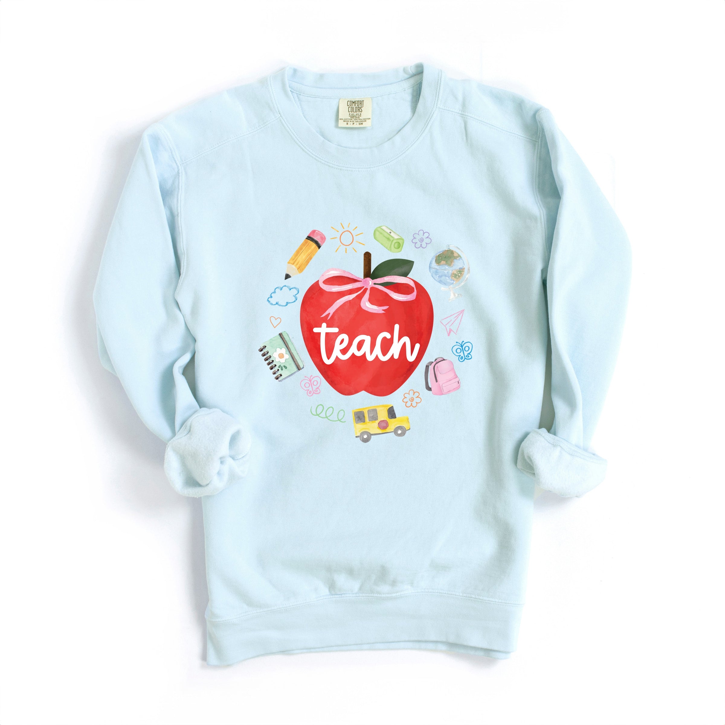 Teach Apple Watercolor - Garment Dyed Sweatshirt