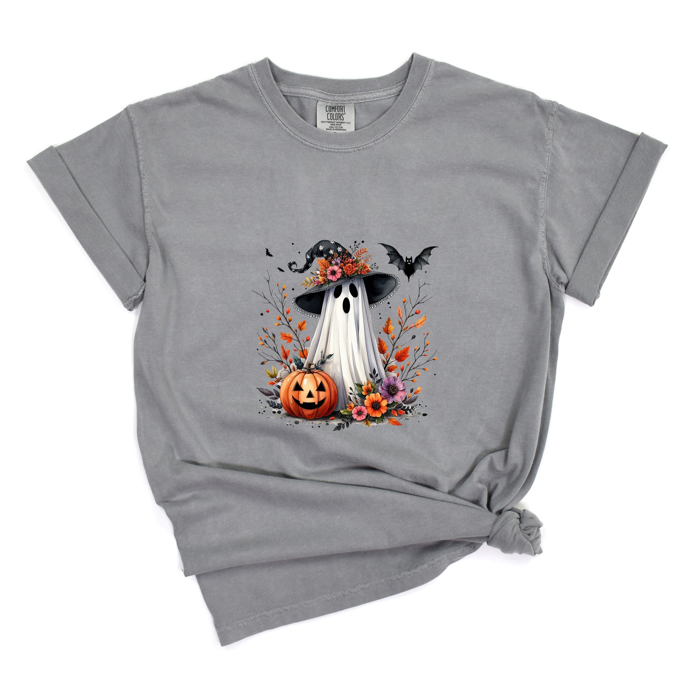 Spooky Ghost Black Hat - Women's Garment Dyed Graphic T-Shirt