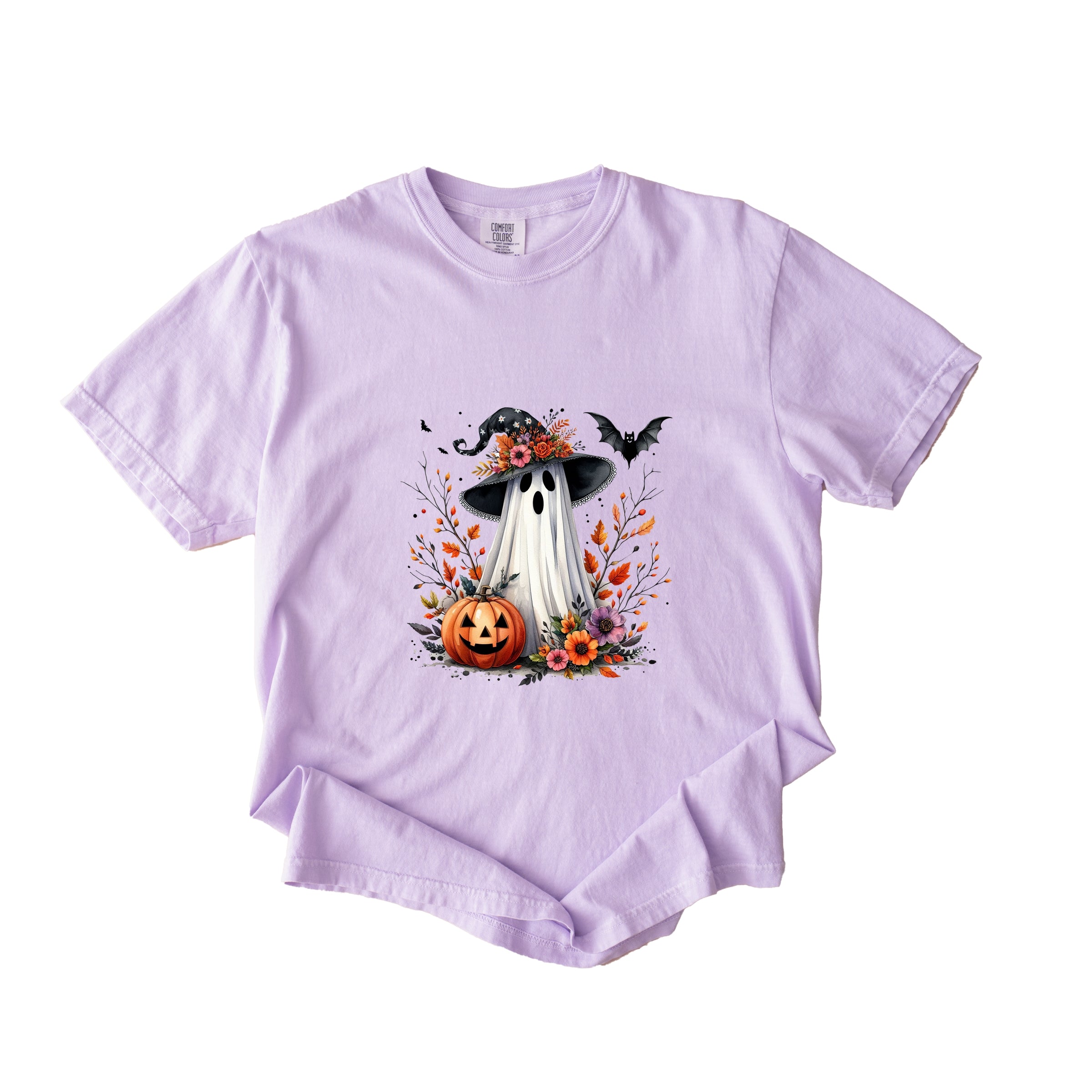 Spooky Ghost Black Hat - Women's Garment Dyed Graphic T-Shirt