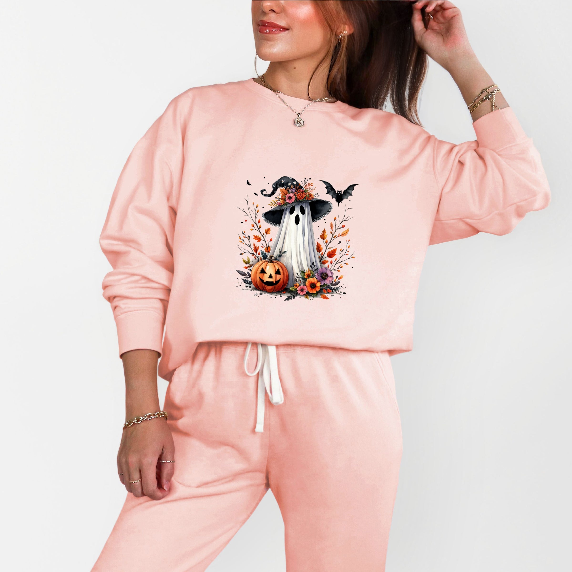 Spooky Ghost Black Hat - Women's Lightweight Garment Dyed Sweatshirt