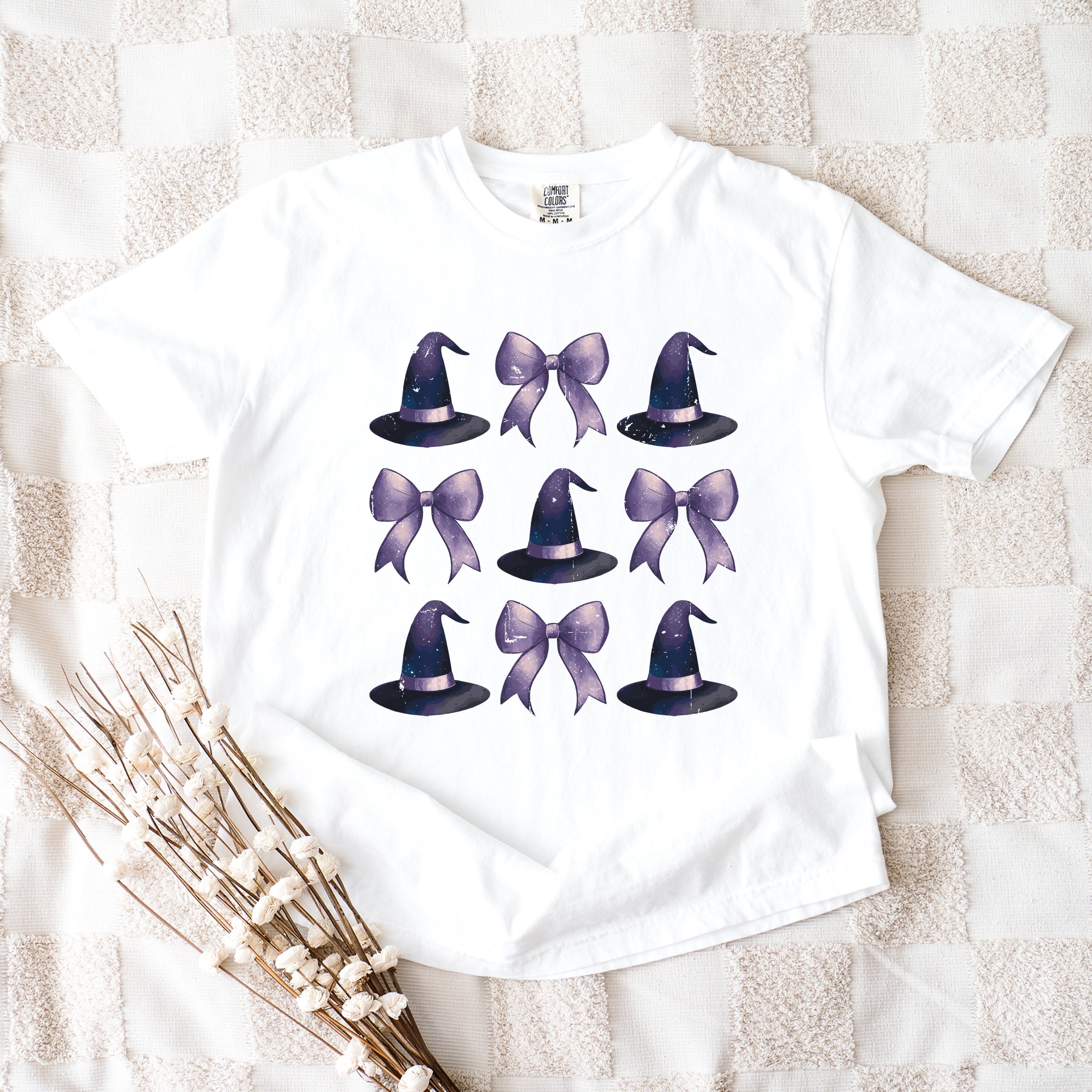 Coquette Witch Hat Collage - Women's Garment Dyed Graphic T-Shirt