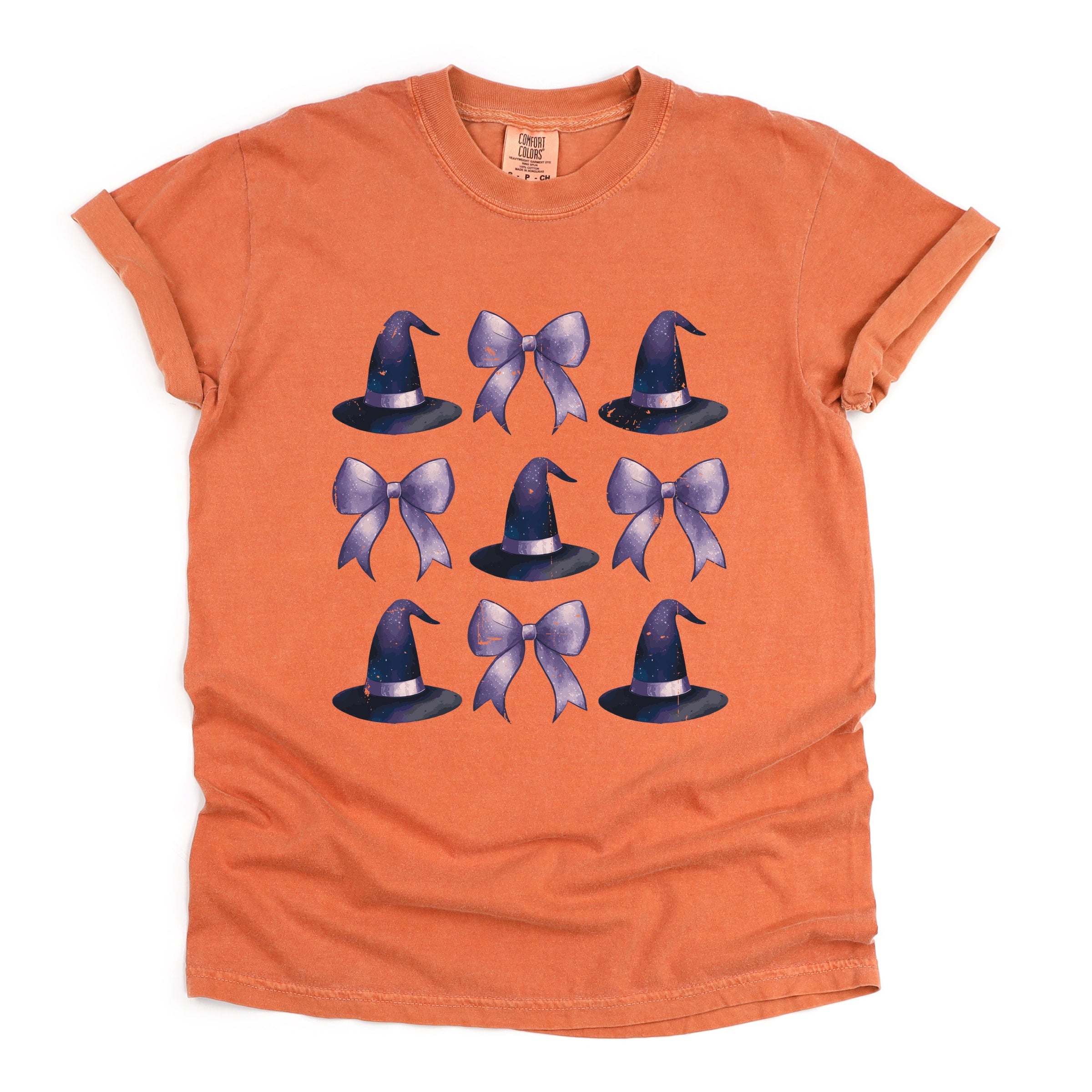 Coquette Witch Hat Collage - Women's Garment Dyed Graphic T-Shirt