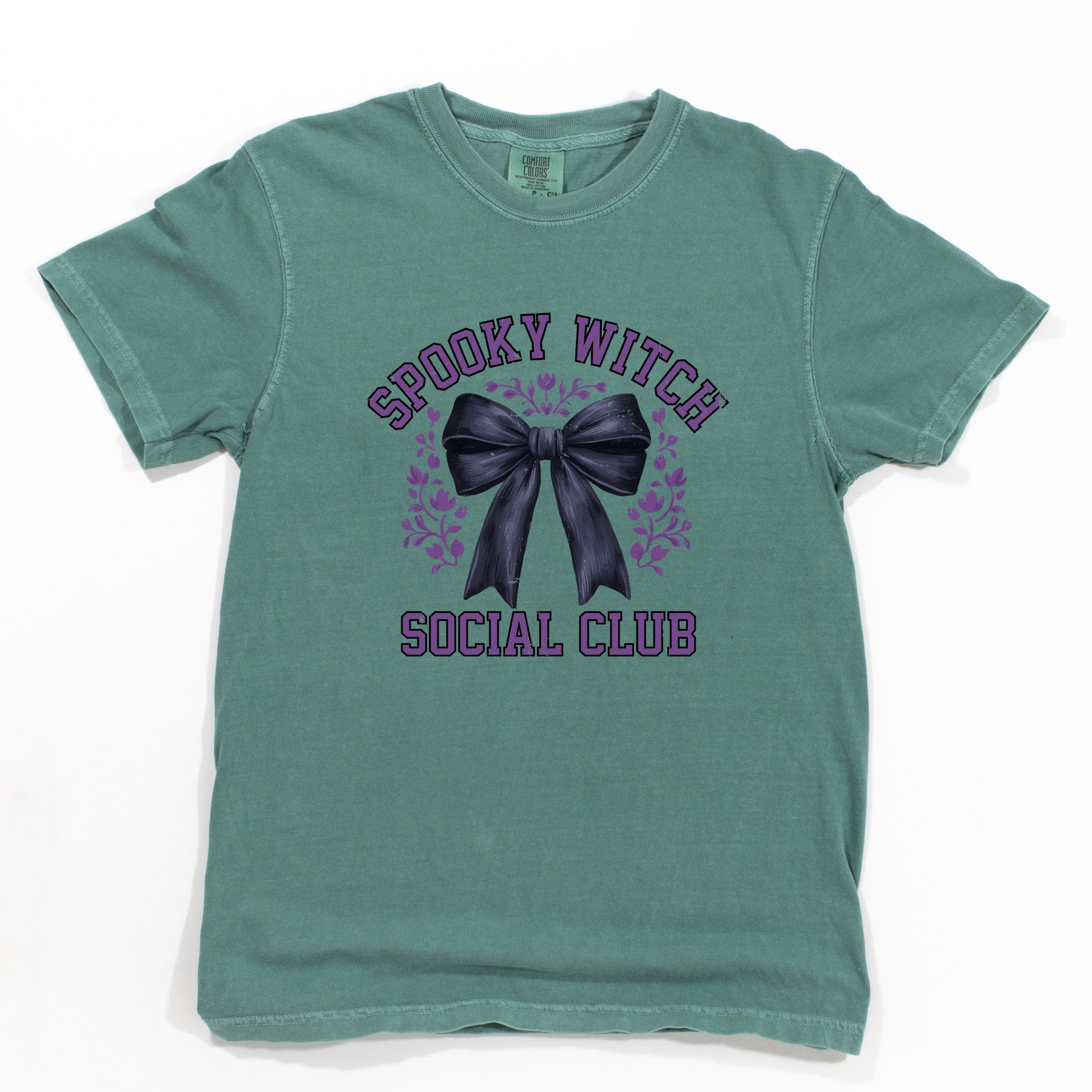 Coquette Spooky Witch Social Club - Women's Garment Dyed Graphic T-Shirt