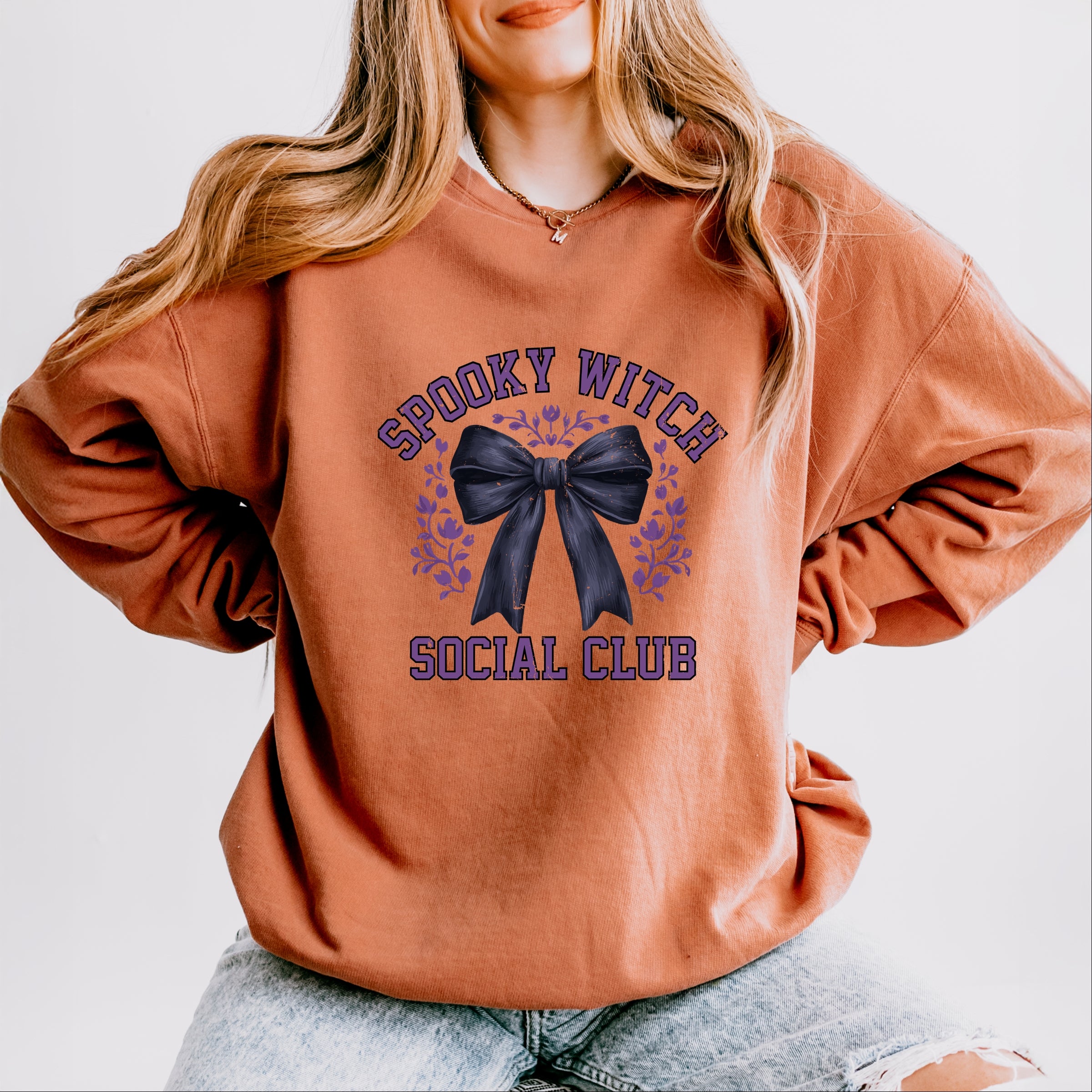 Coquette Spooky Witch Social Club - Women's Lightweight Garment Dyed Sweatshirt