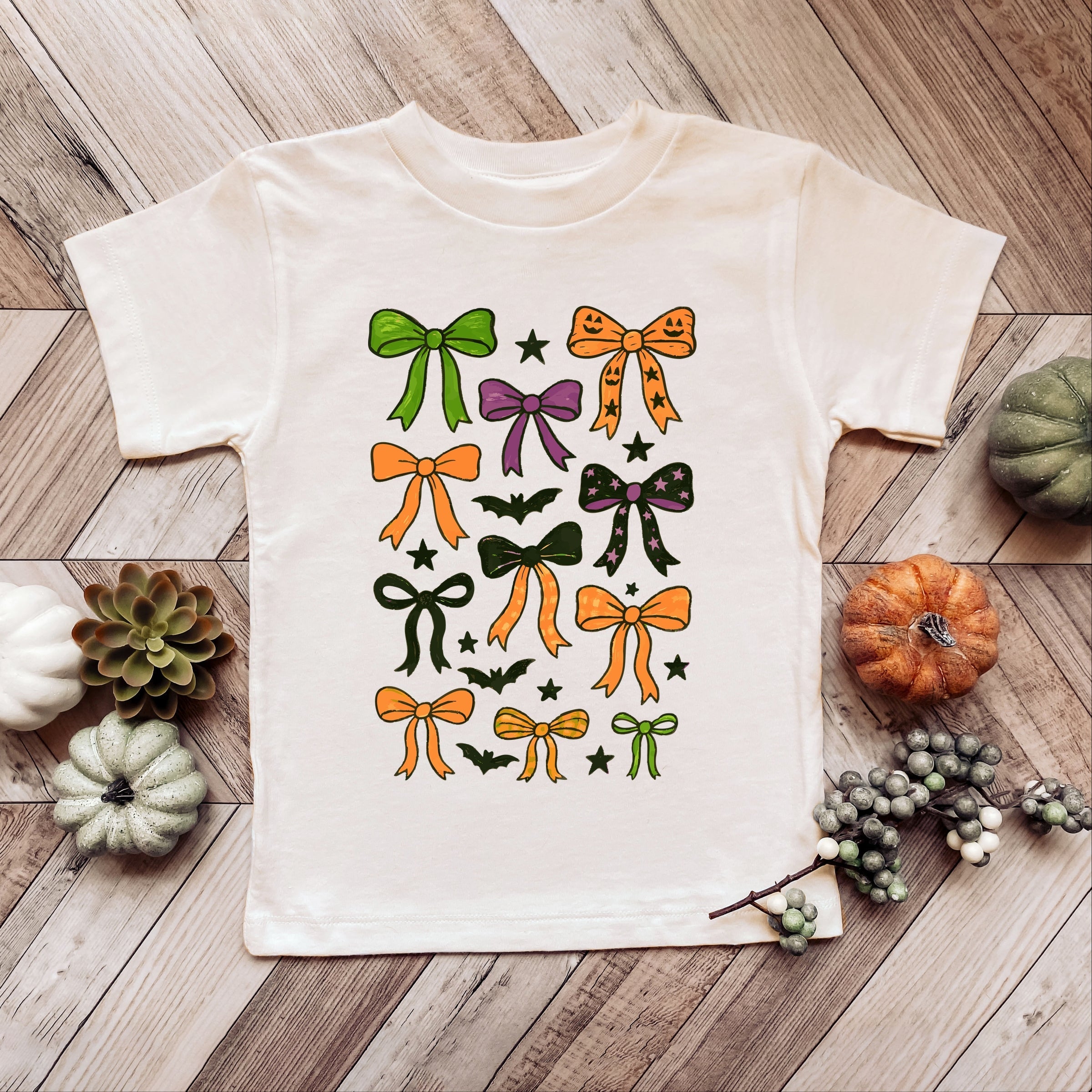 Coquette Colorful Halloween Bows - Youth Short Sleeve Graphic T-Shirt and Toddler Short Sleeve Graphic T-Shirt