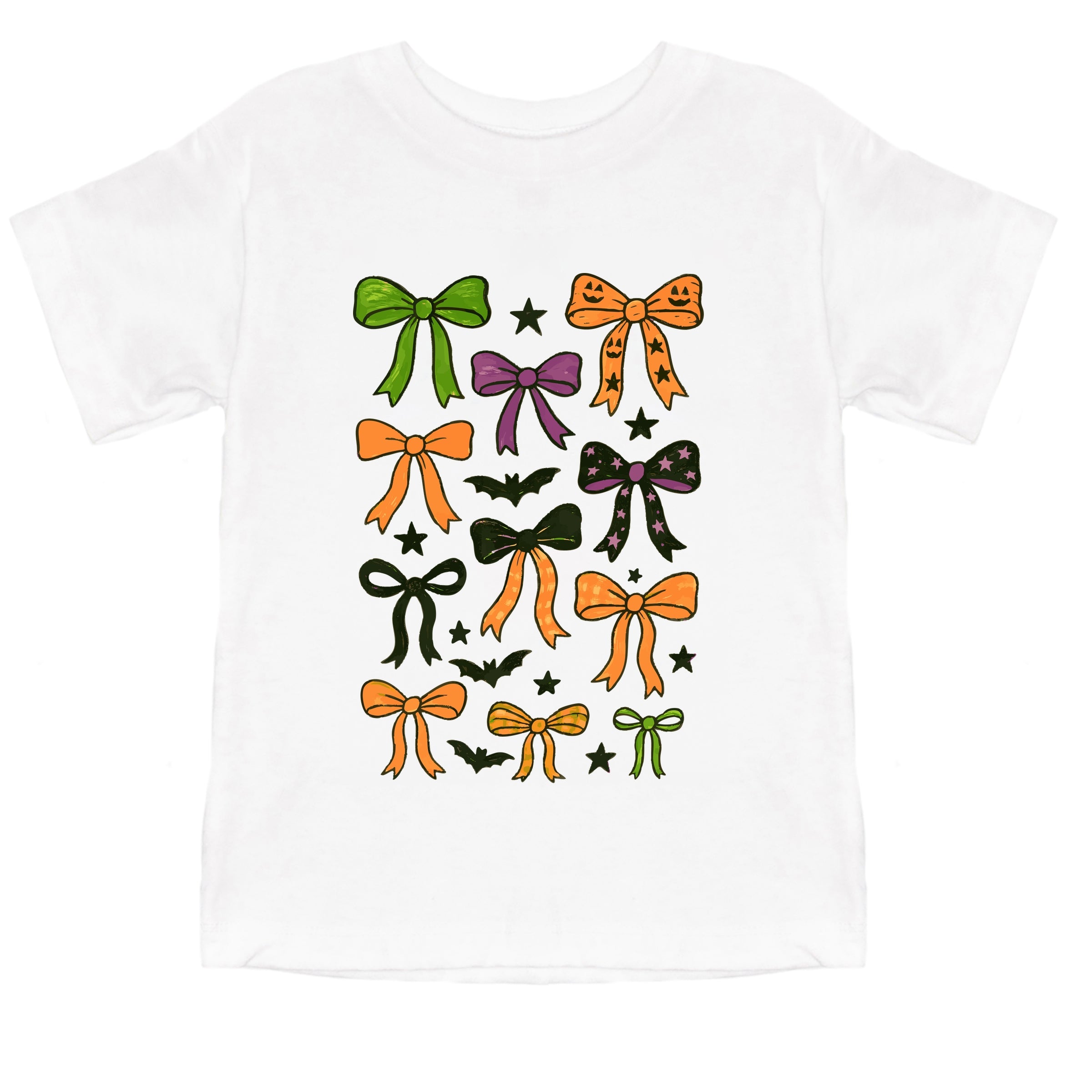 Coquette Colorful Halloween Bows - Youth Short Sleeve Graphic T-Shirt and Toddler Short Sleeve Graphic T-Shirt