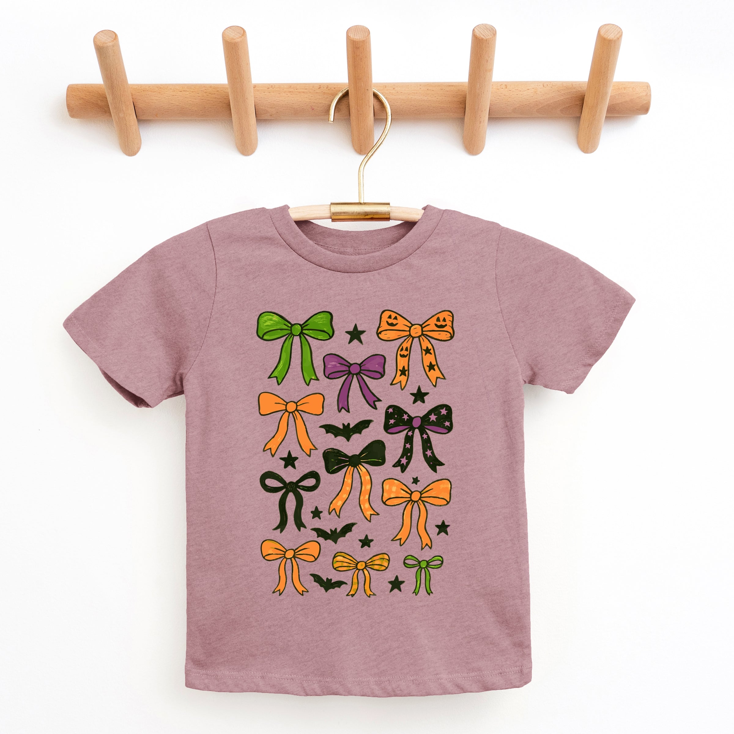 Coquette Colorful Halloween Bows - Youth Short Sleeve Graphic T-Shirt and Toddler Short Sleeve Graphic T-Shirt