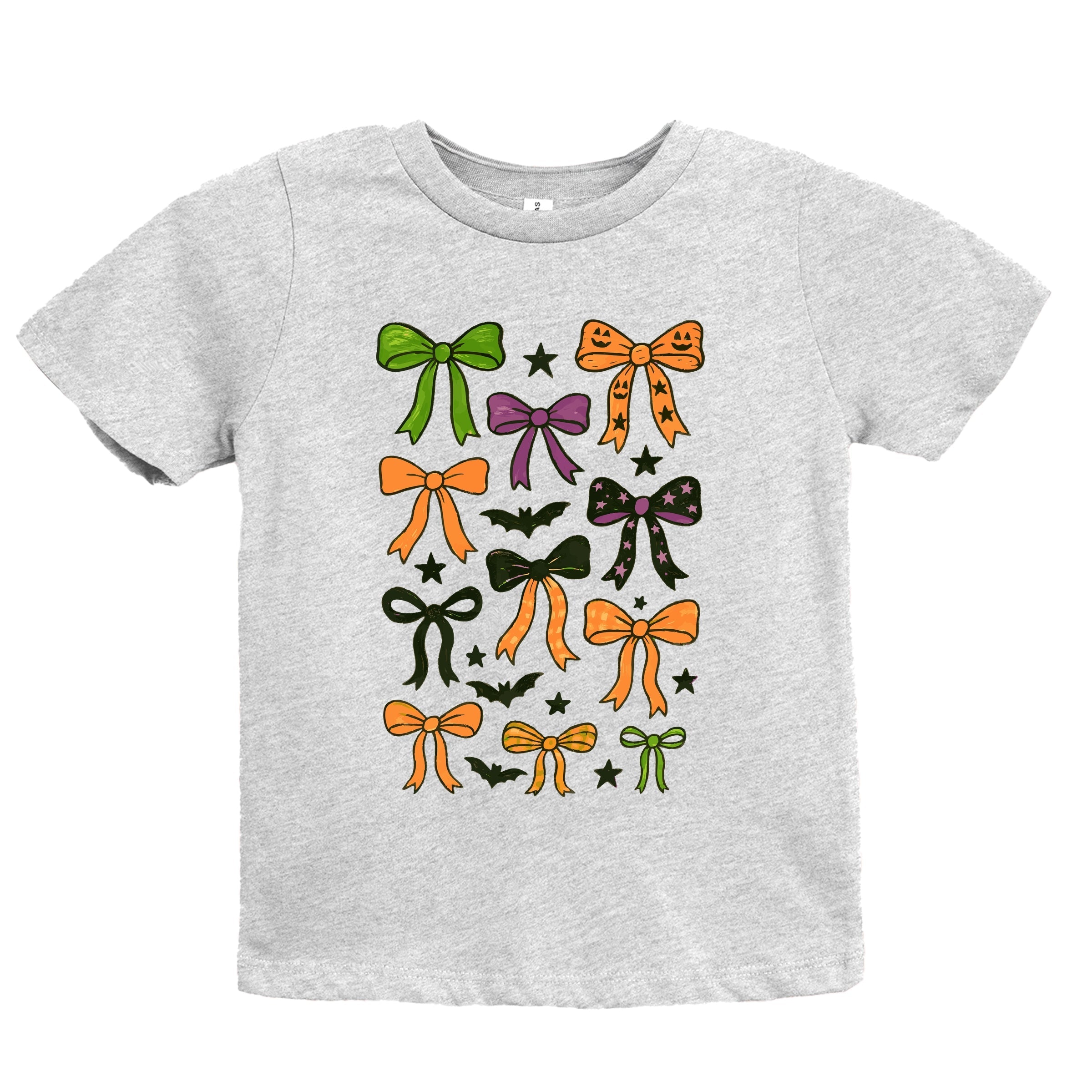 Coquette Colorful Halloween Bows - Youth Short Sleeve Graphic T-Shirt and Toddler Short Sleeve Graphic T-Shirt