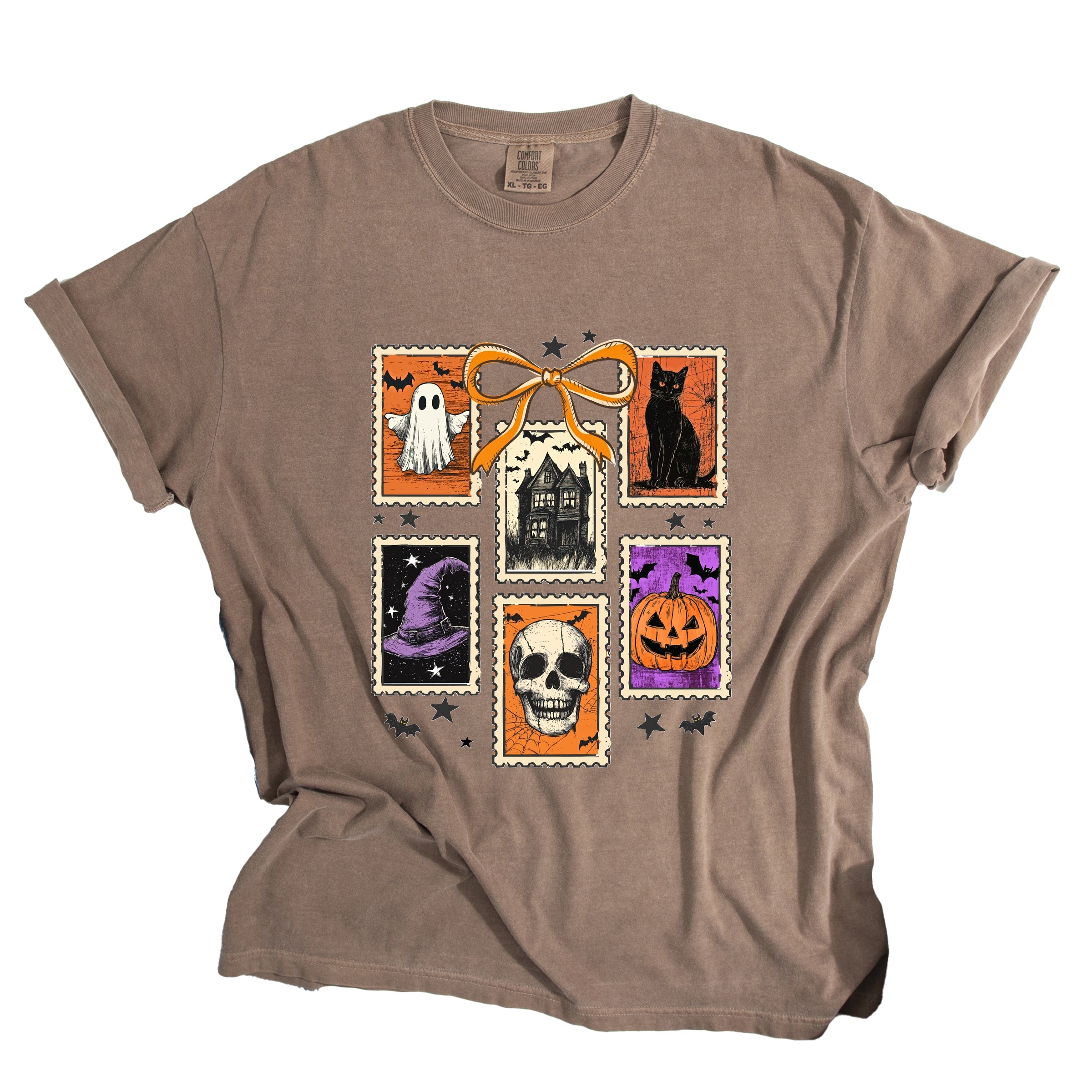 Coquette Halloween Stamps - Women's Garment Dyed Graphic T-Shirt