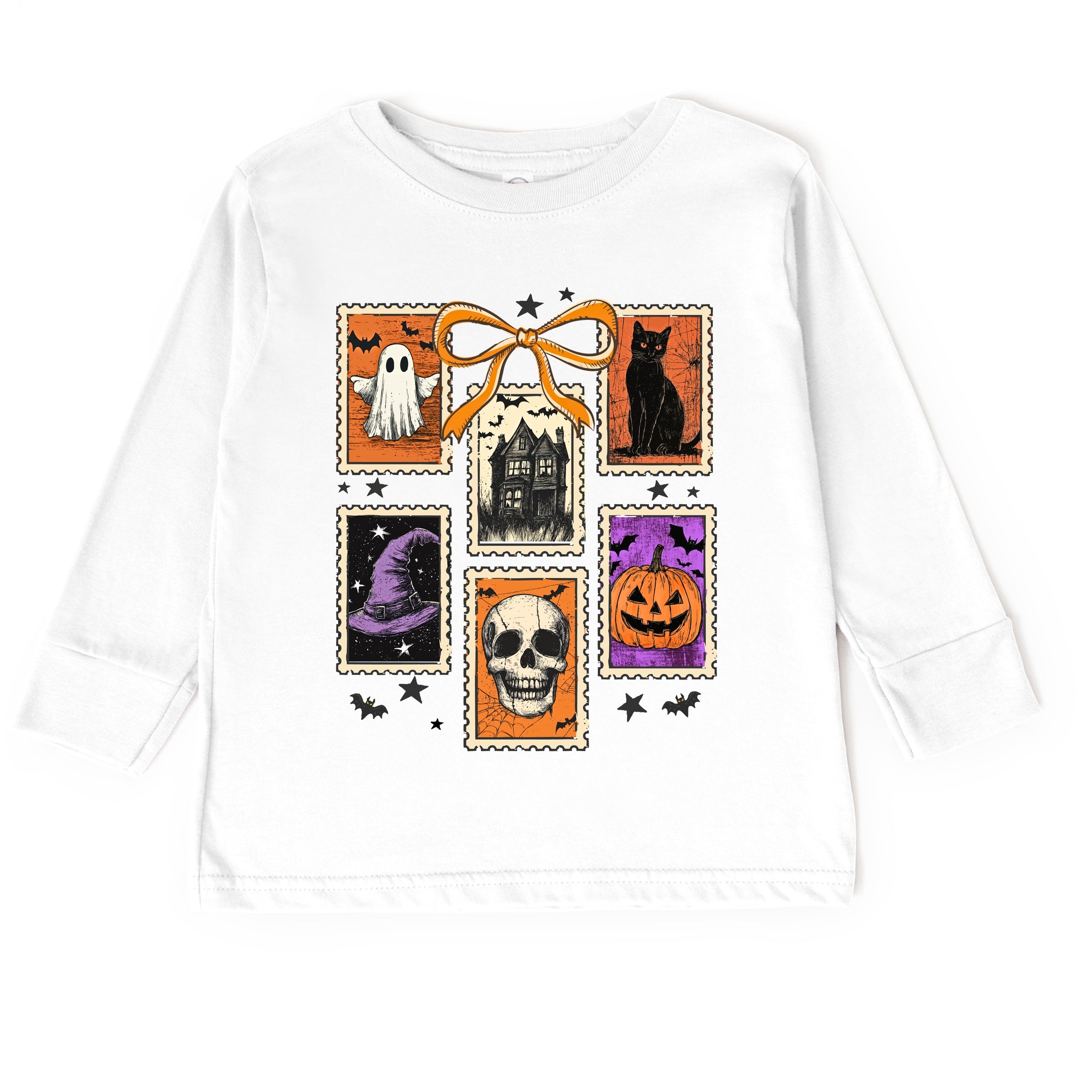 Coquette Halloween Stamps - Toddler Long Sleeve Graphic Tee and Youth Long Sleeve Graphic T-Shirt