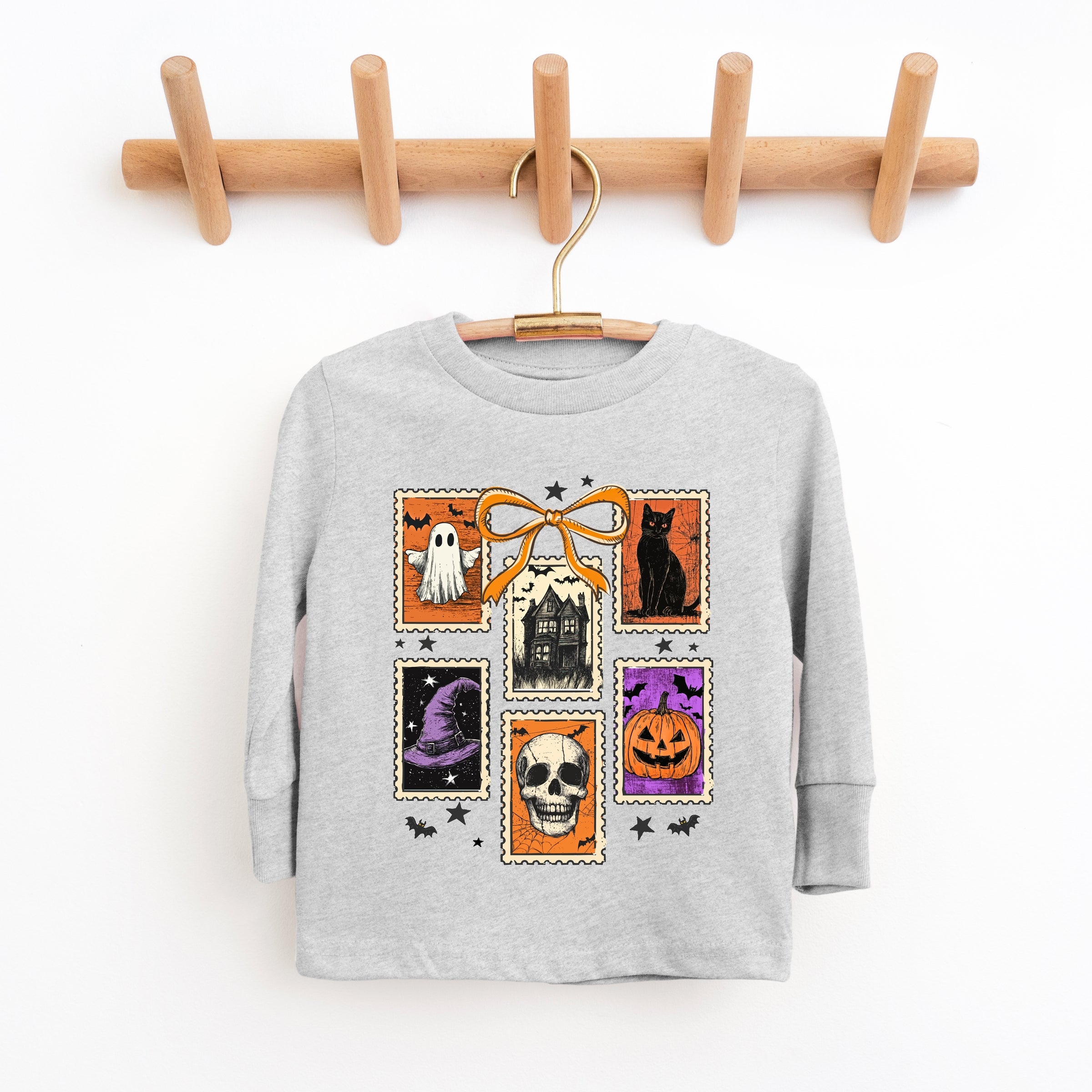 Coquette Halloween Stamps - Toddler Long Sleeve Graphic Tee and Youth Long Sleeve Graphic T-Shirt