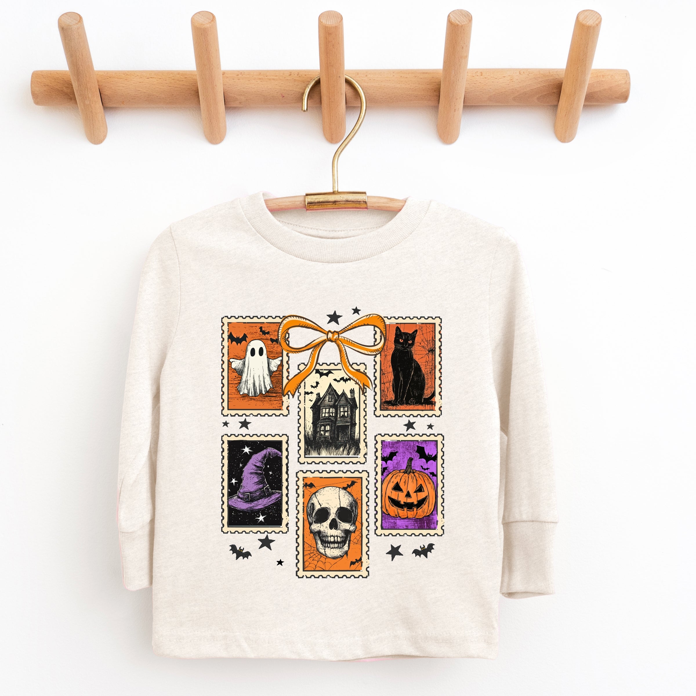 Coquette Halloween Stamps - Toddler Long Sleeve Graphic Tee and Youth Long Sleeve Graphic T-Shirt
