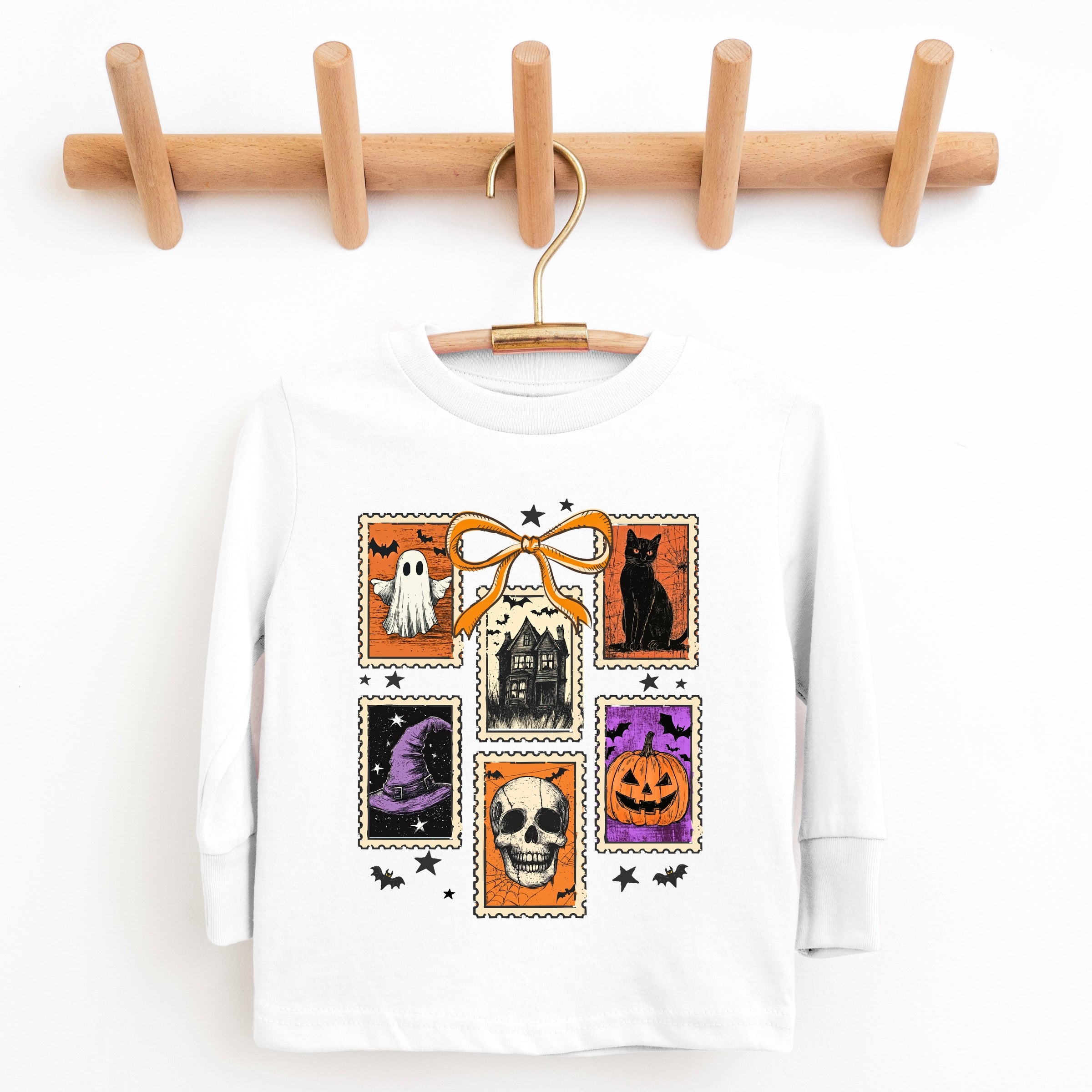 Coquette Halloween Stamps - Toddler Long Sleeve Graphic Tee and Youth Long Sleeve Graphic T-Shirt