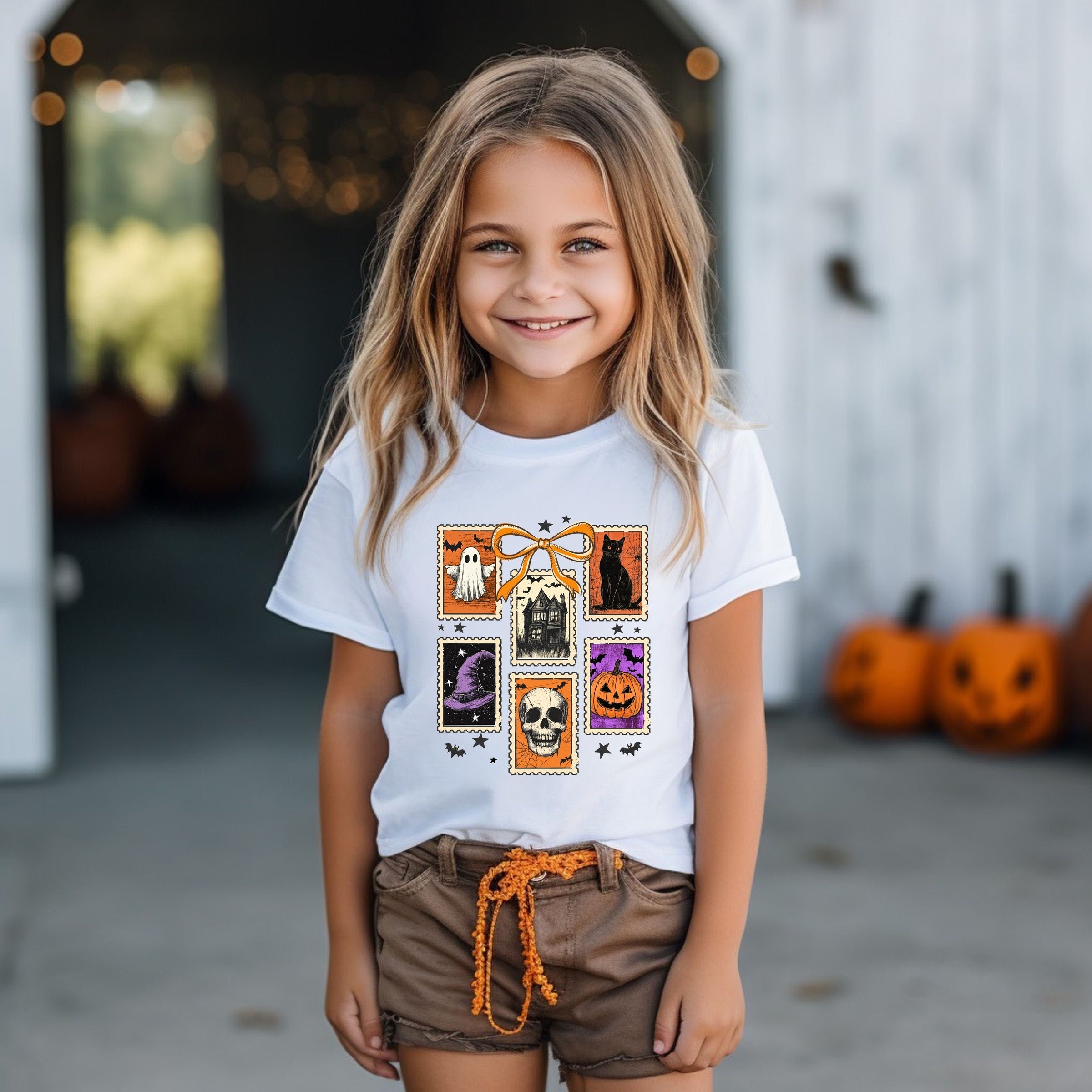Coquette Halloween Stamps - Youth Short Sleeve Graphic T-Shirt and Toddler Short Sleeve Graphic T-Shirt