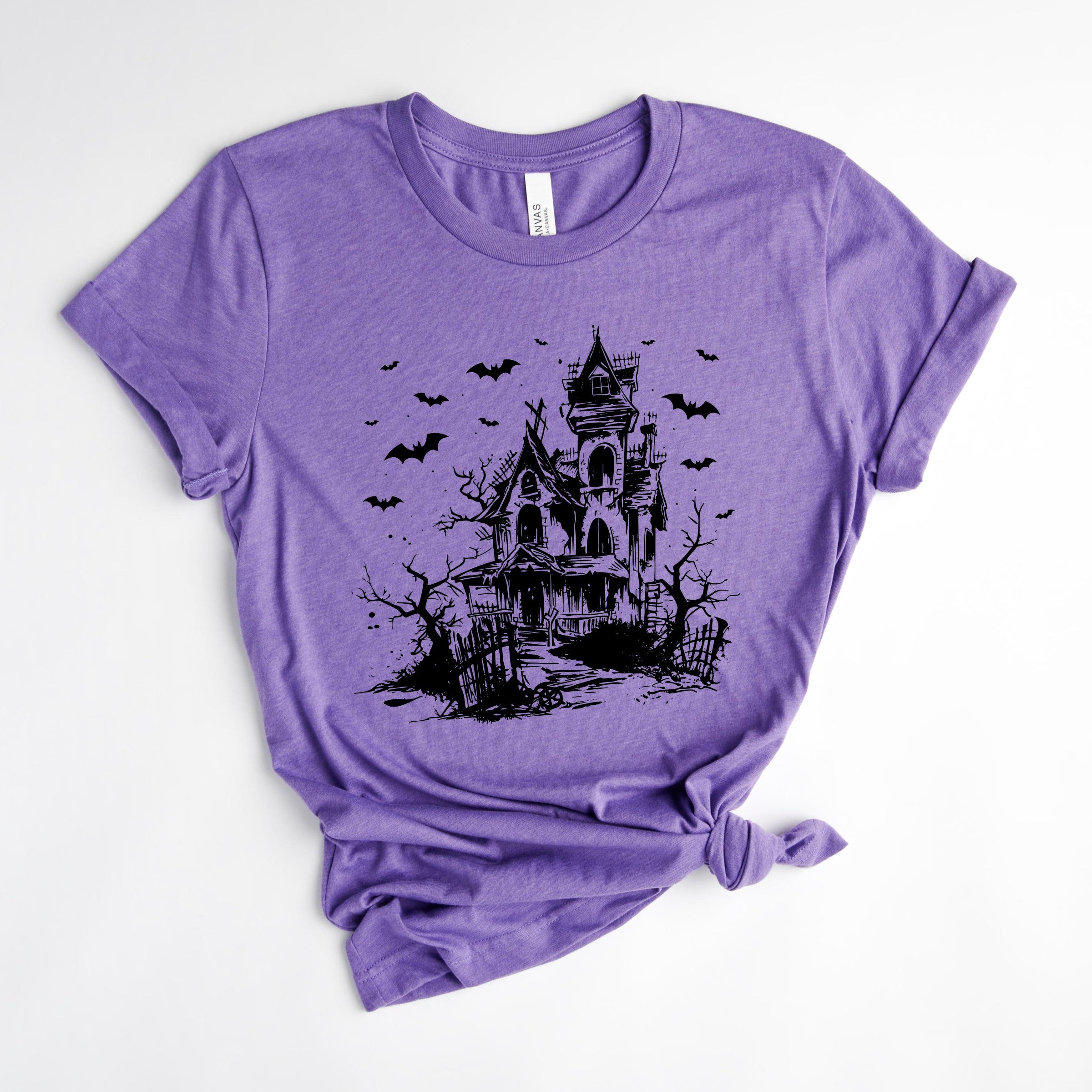 Haunted House And Bats - Women's Short Sleeve Graphic T-Shirt