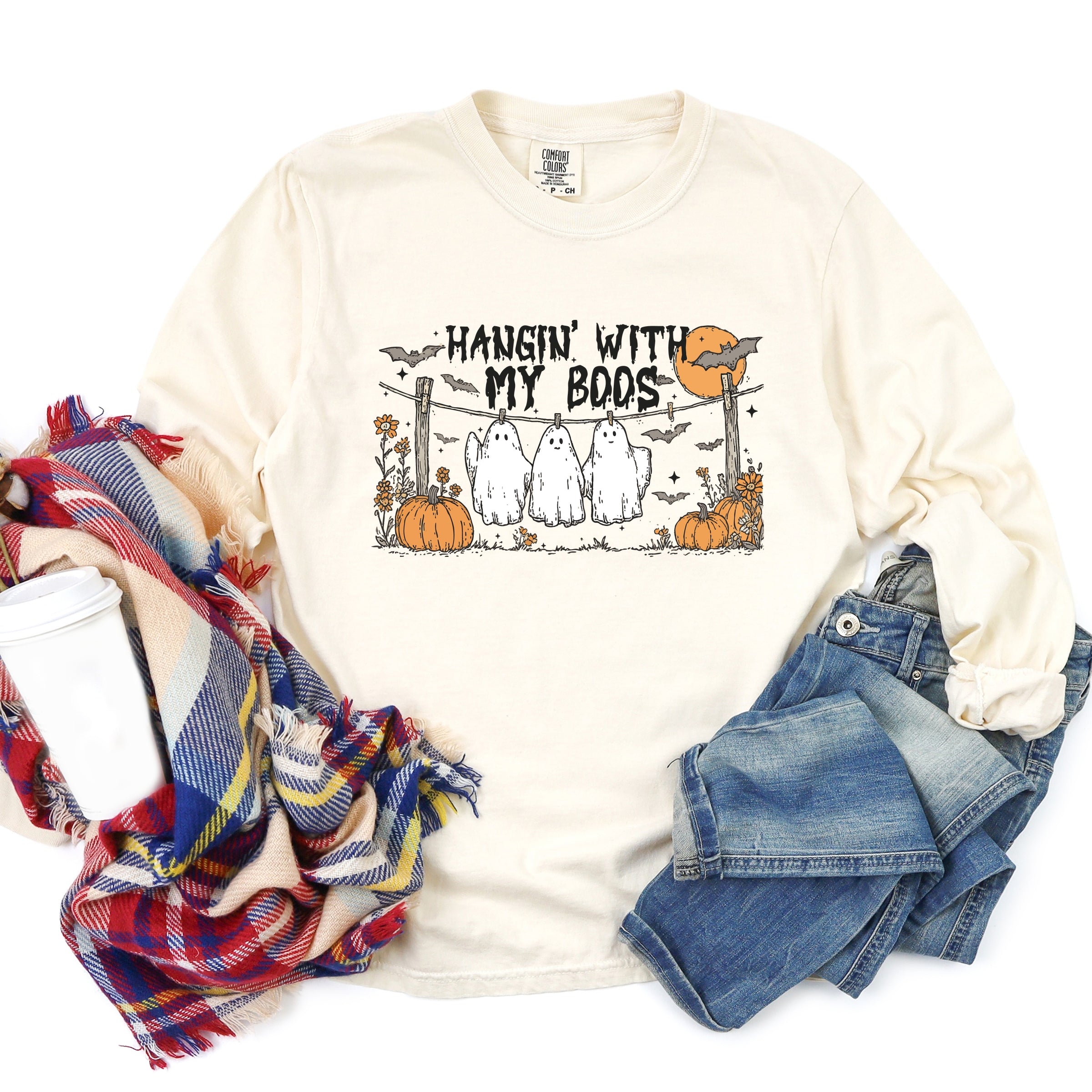 Hangin' With My Boos - Garment Dyed Long Sleeve