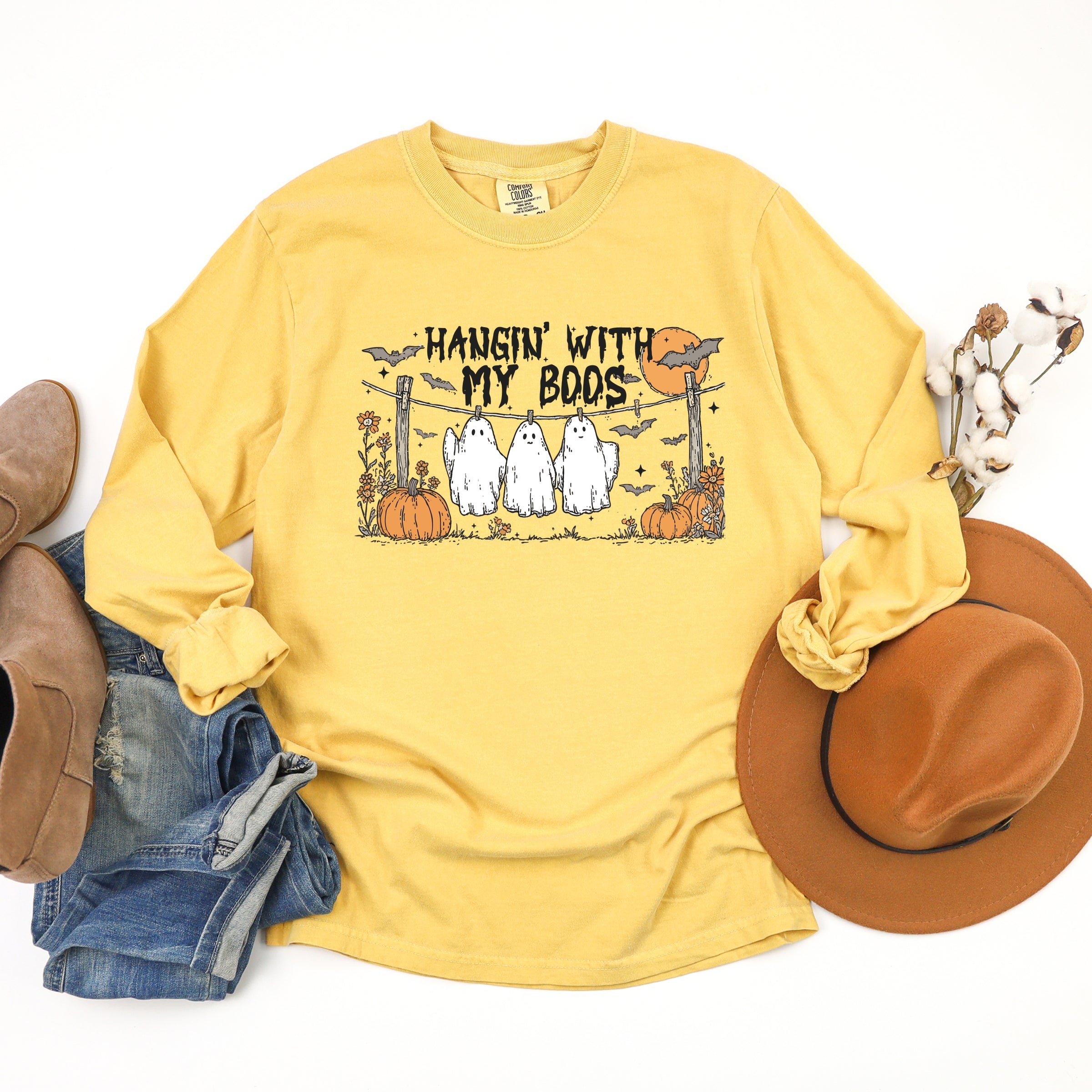 Hangin' With My Boos - Garment Dyed Long Sleeve