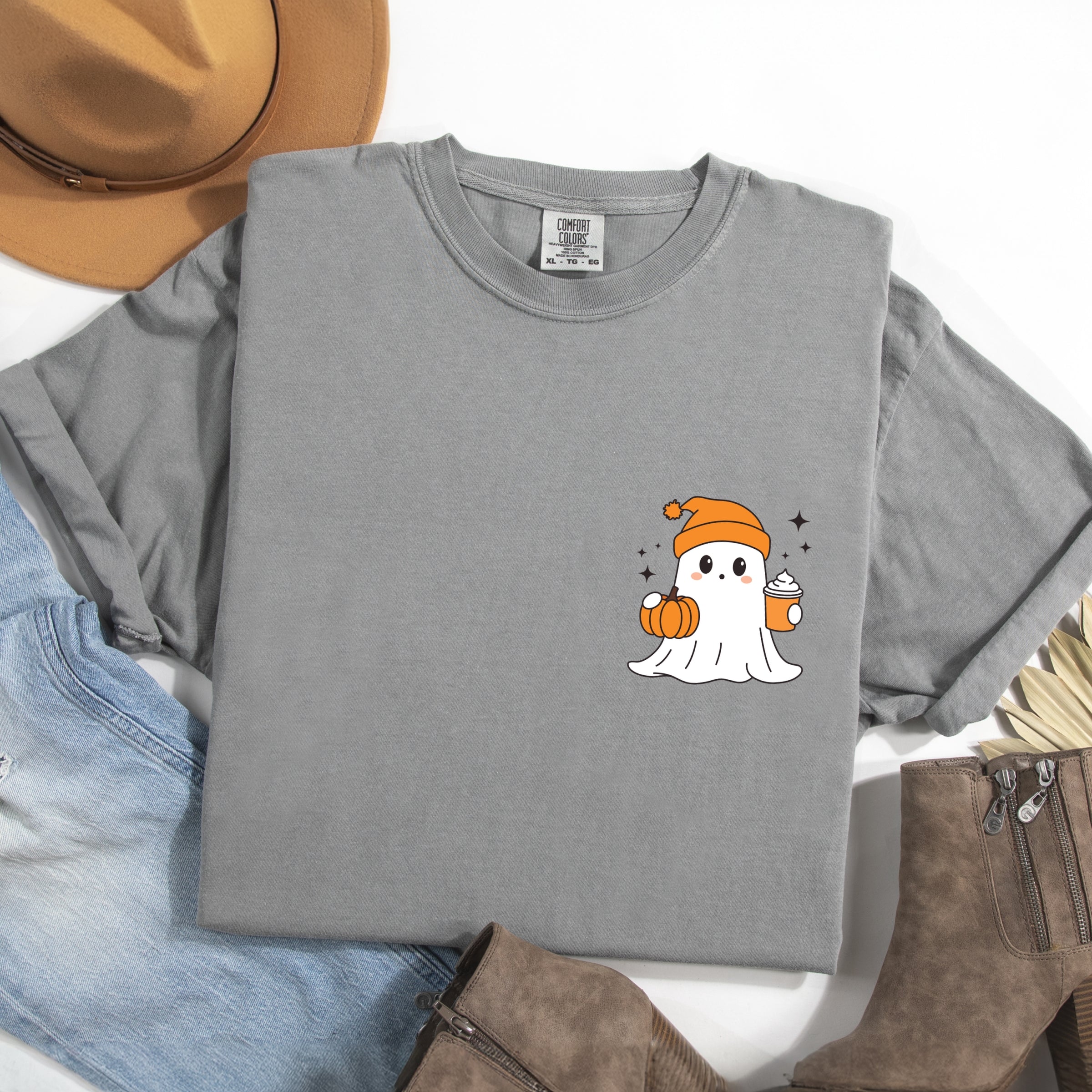 Ghost Pumpkin Spice Sparkle - Women's Garment Dyed Graphic T-Shirt