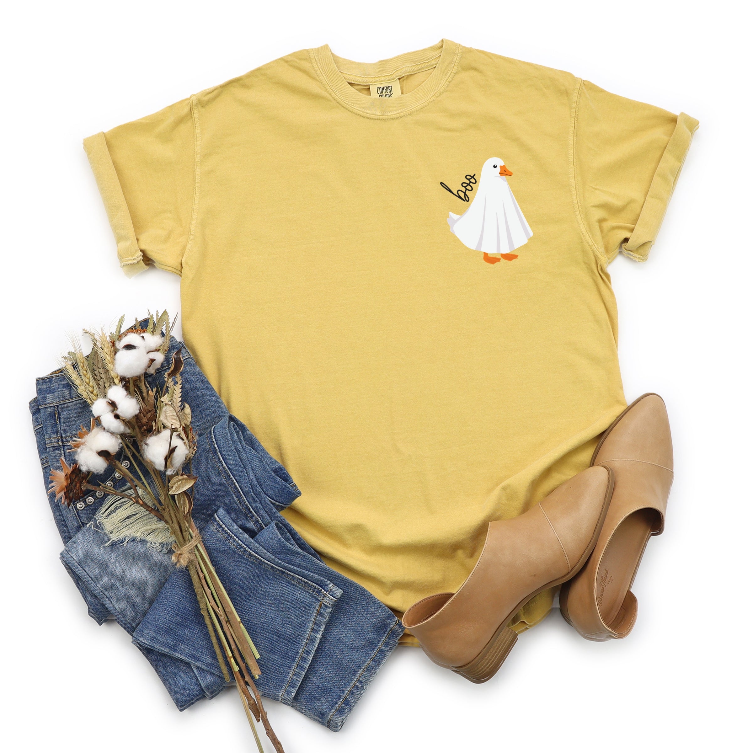Boo Ghost Goose - Women's Garment Dyed Graphic T-Shirt