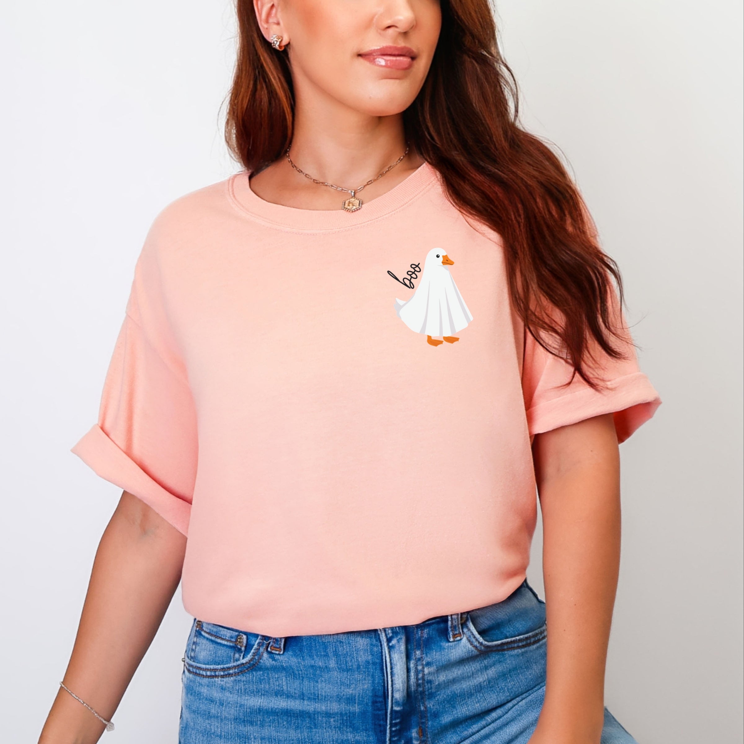 Boo Ghost Goose - Women's Garment Dyed Graphic T-Shirt