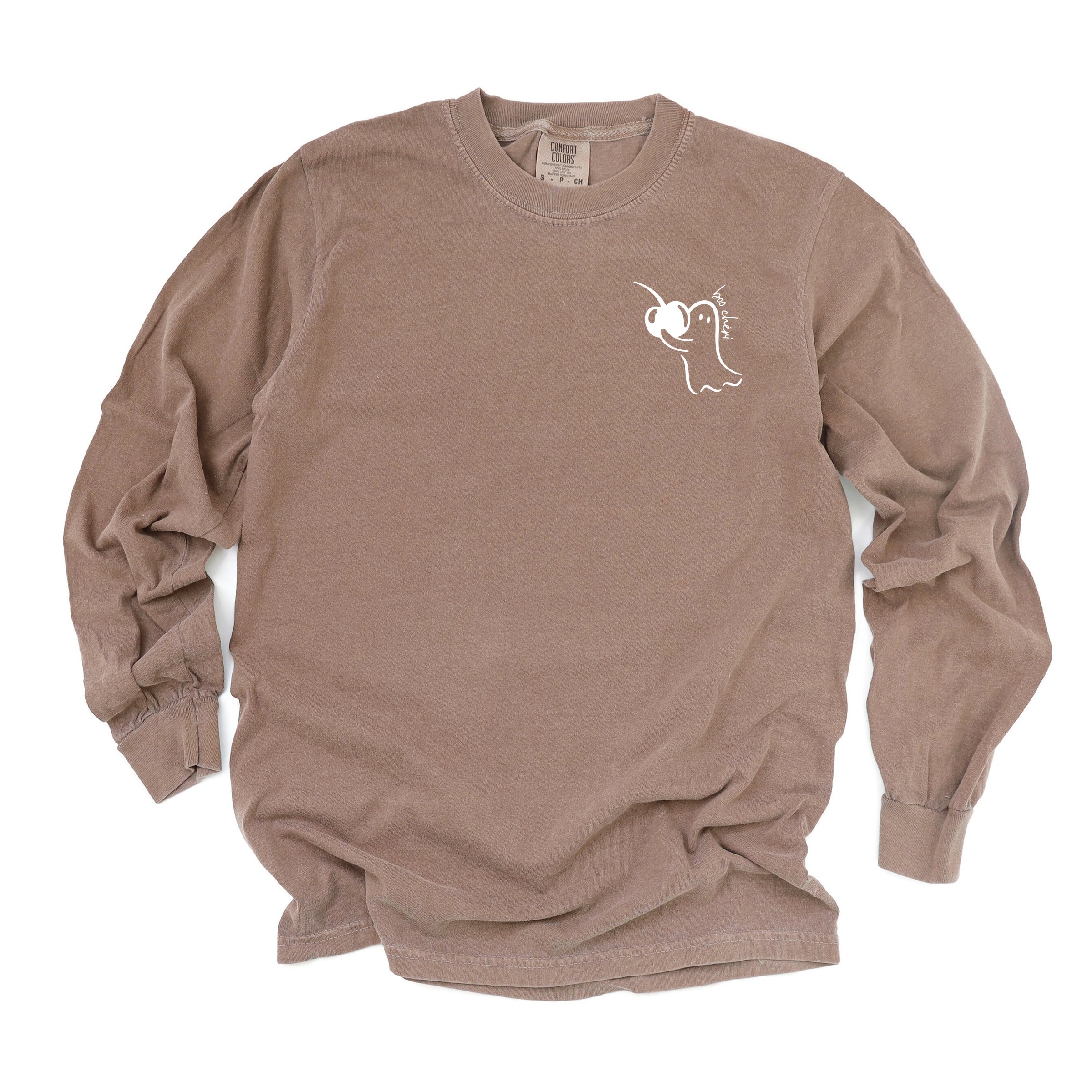 Boo Cheri Ghost - Women's Garment Dyed Long Sleeve Graphic T-Shirt