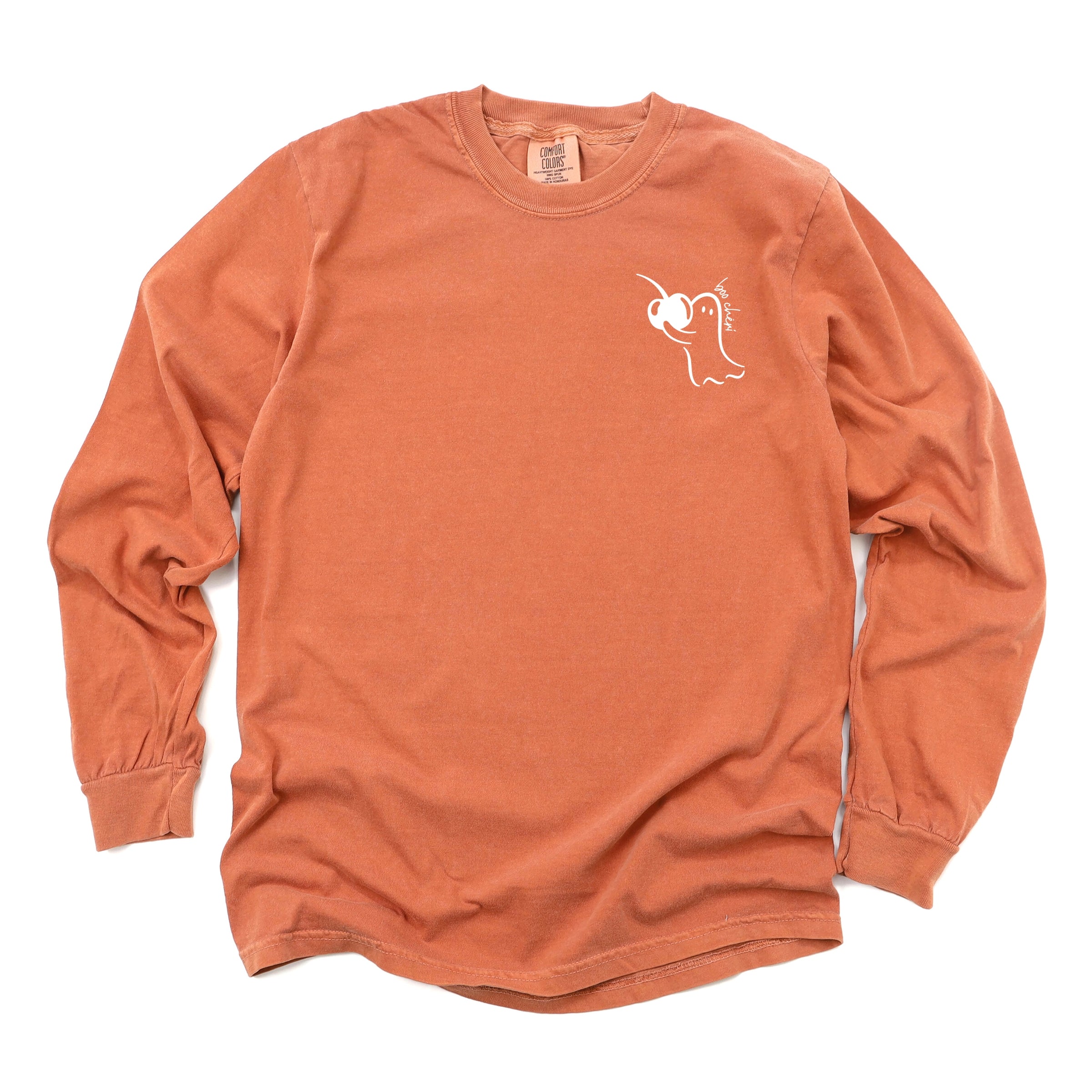 Boo Cheri Ghost - Women's Garment Dyed Long Sleeve Graphic T-Shirt