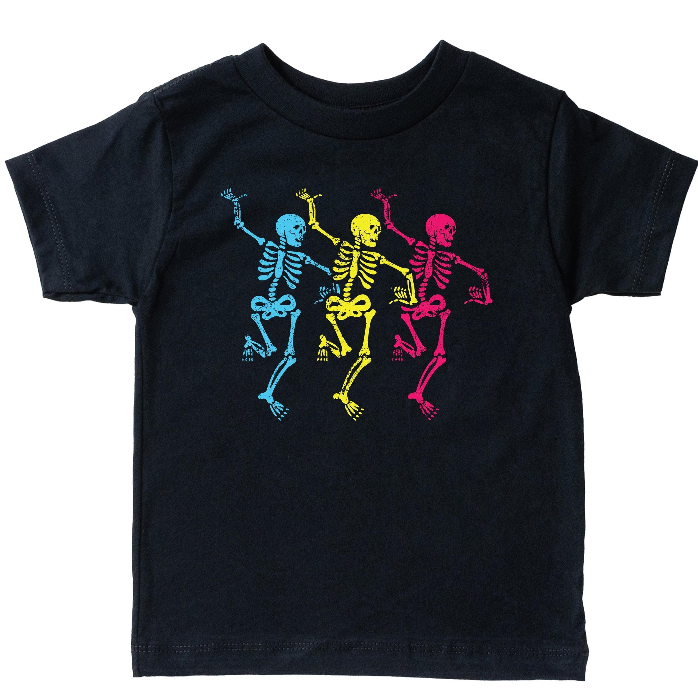 Three Skeletons Dancing Neon - Youth Short Sleeve Graphic T-Shirt and Toddler Short Sleeve Graphic T-Shirt