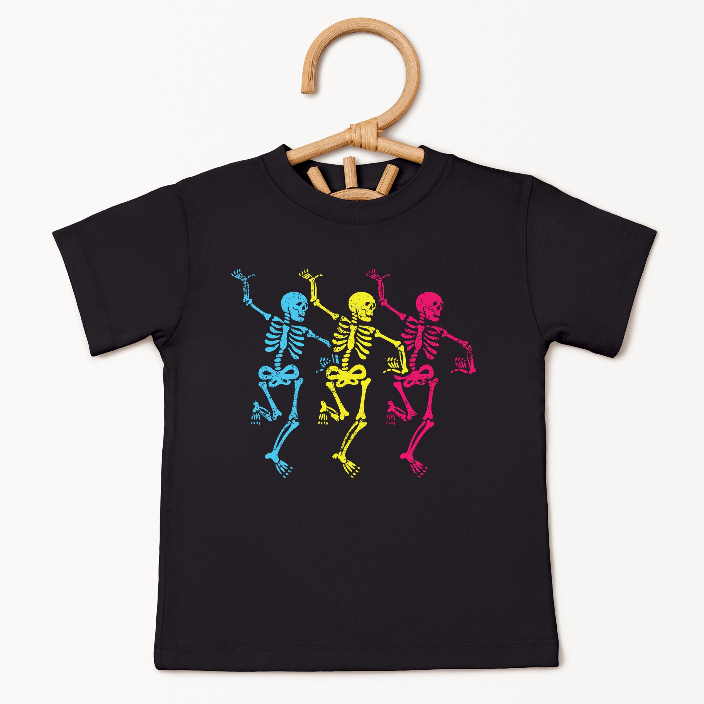 Three Skeletons Dancing Neon - Youth Short Sleeve Graphic T-Shirt and Toddler Short Sleeve Graphic T-Shirt