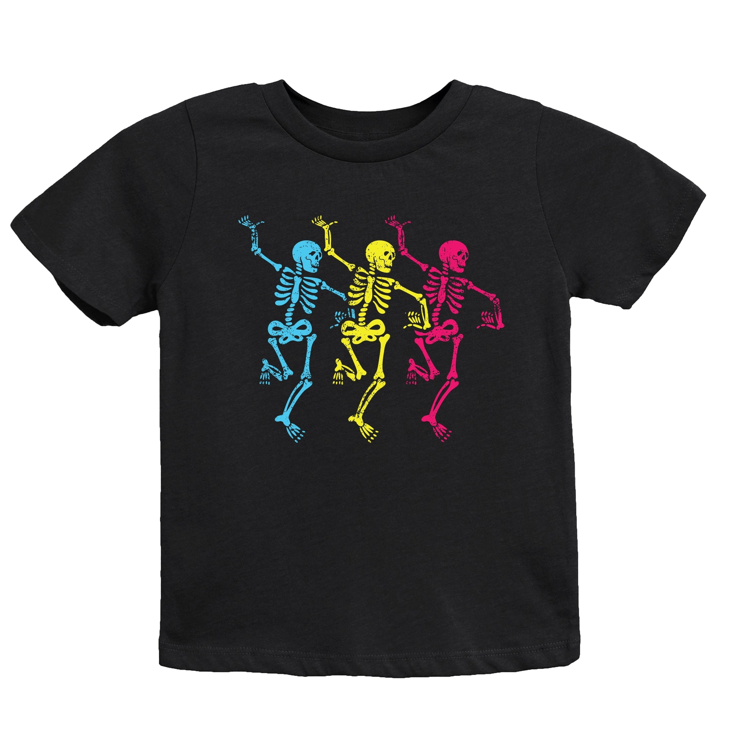 Three Skeletons Dancing Neon - Youth Short Sleeve Graphic T-Shirt and Toddler Short Sleeve Graphic T-Shirt