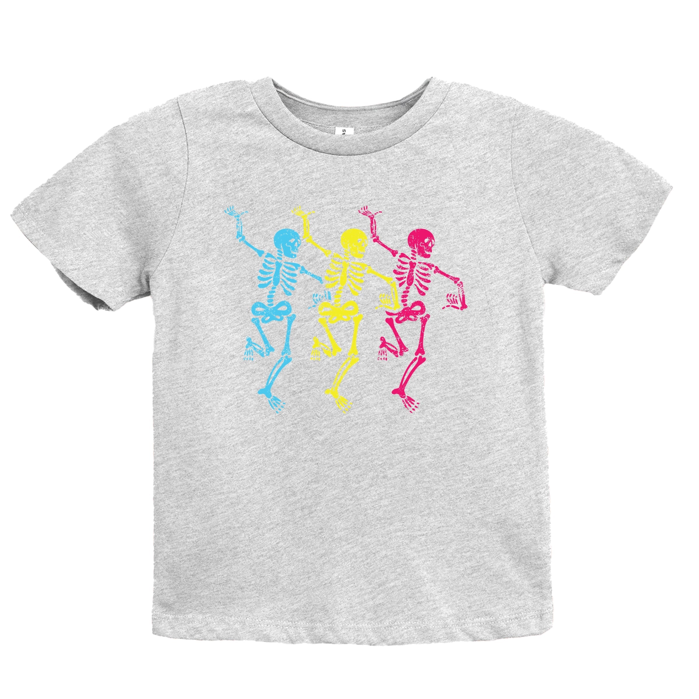 Three Skeletons Dancing Neon - Youth Short Sleeve Graphic T-Shirt and Toddler Short Sleeve Graphic T-Shirt