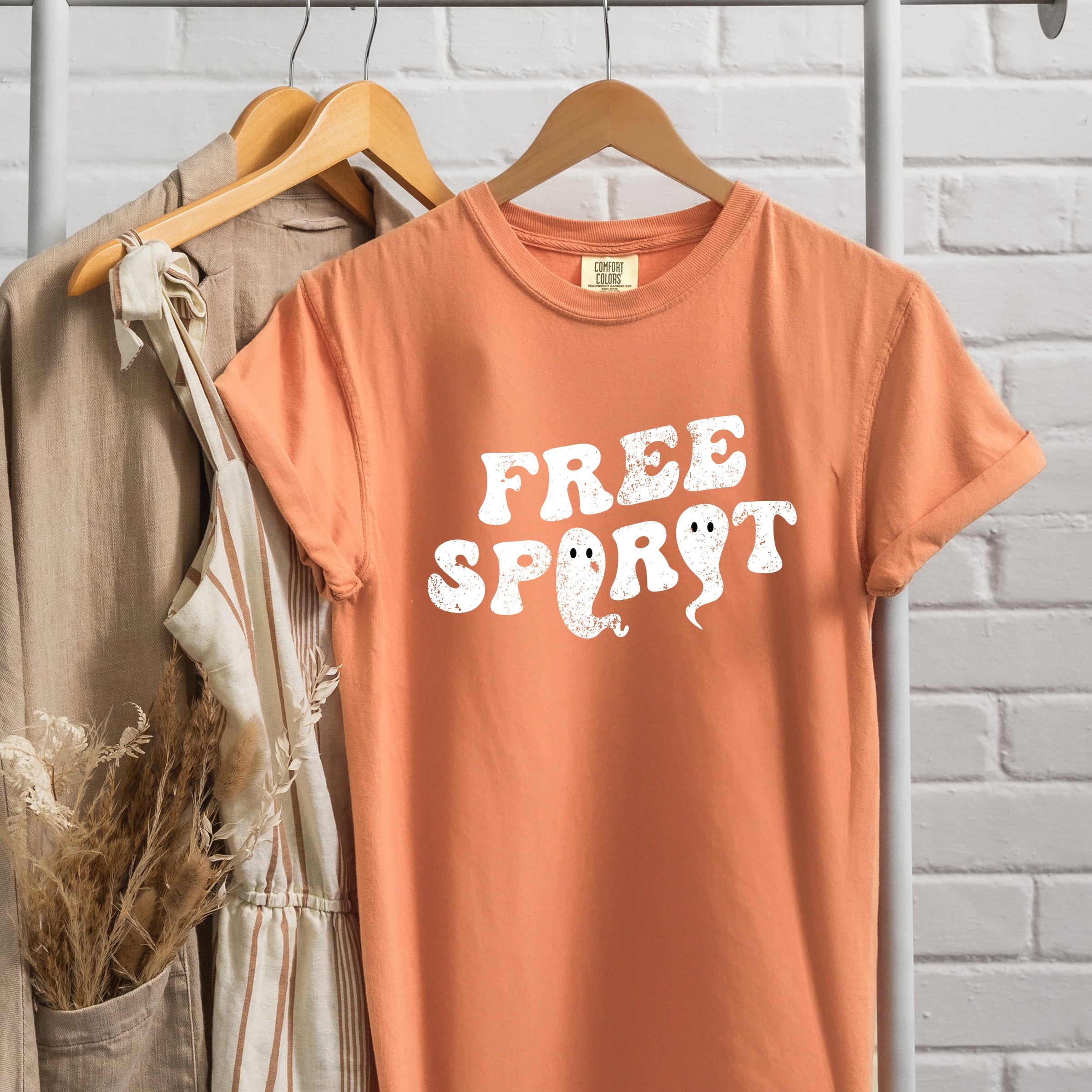 Free Spirit Ghost Distressed - Women's Garment Dyed Graphic T-Shirt