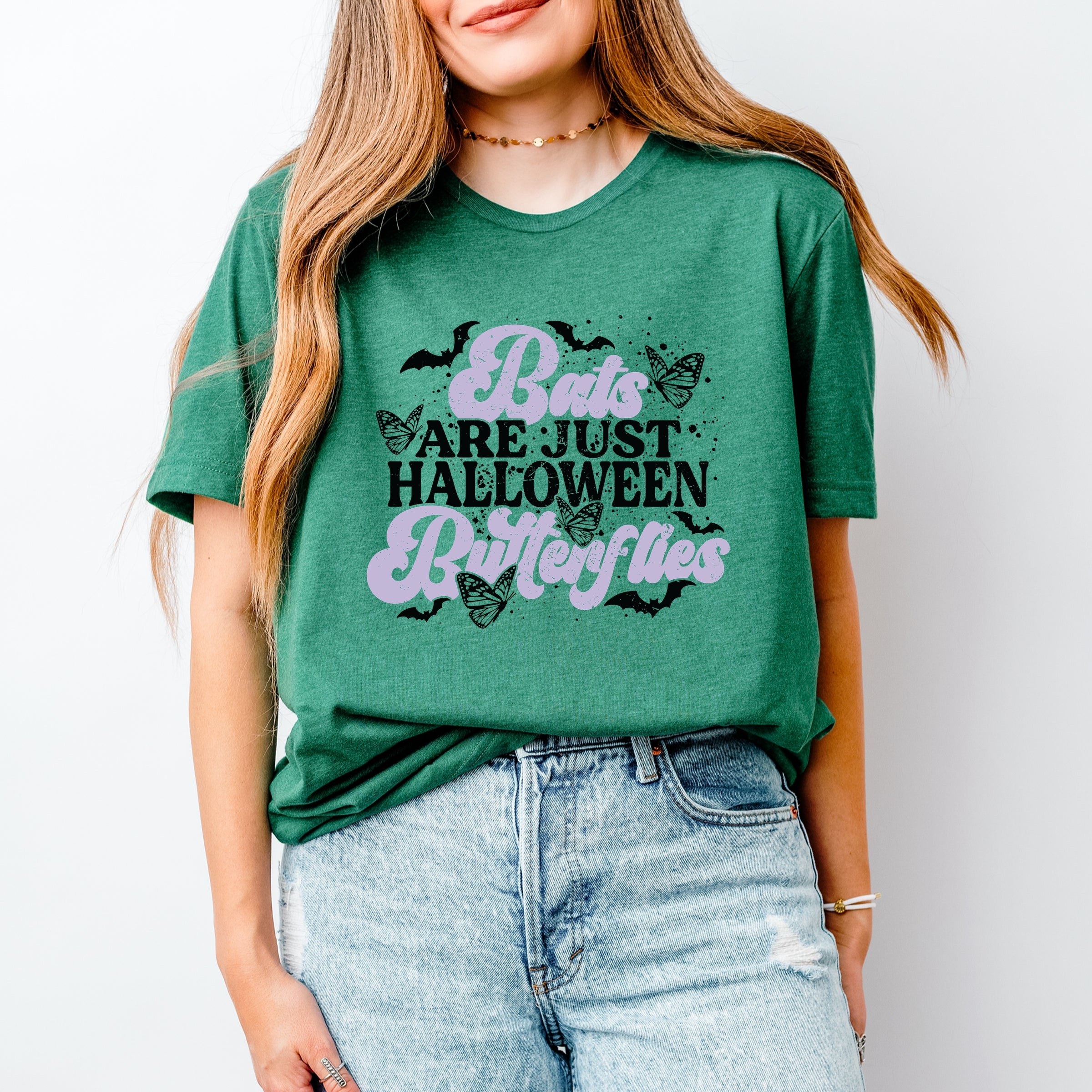 Bats Are Just Halloween Butterflies - Womens Short Sleeve Tee