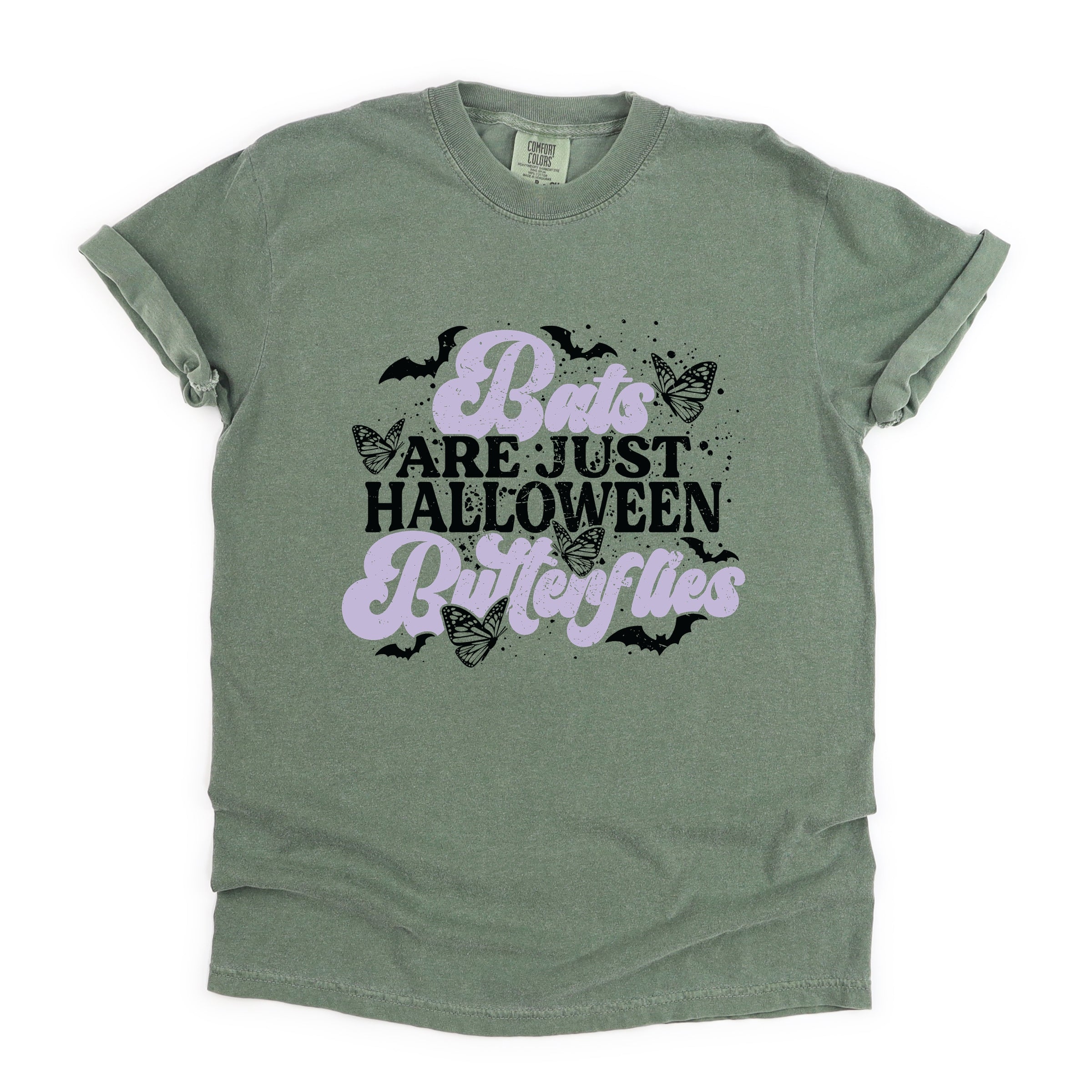 Bats Are Just Halloween Butterflies - Womens Garment Dyed Tee