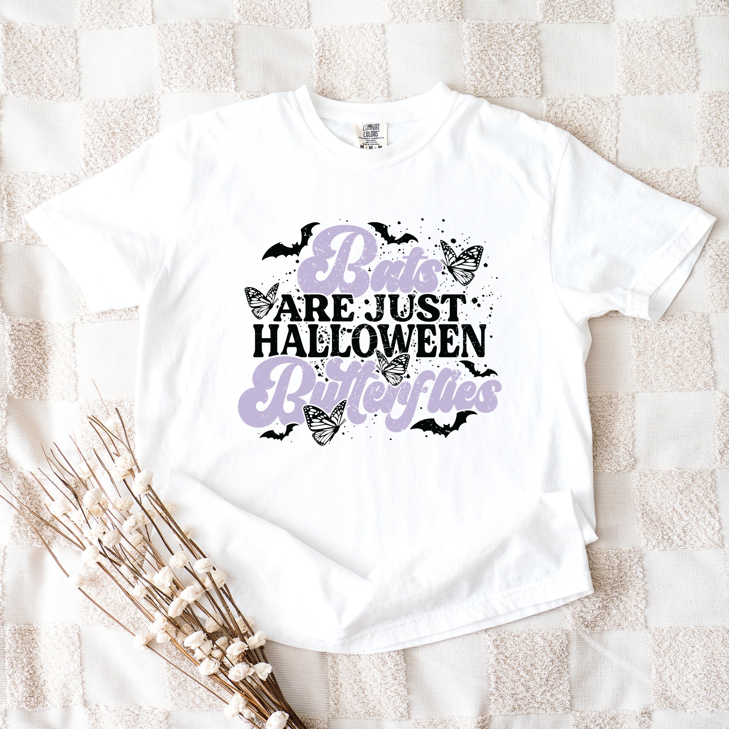 Bats Are Just Halloween Butterflies - Womens Garment Dyed Tee