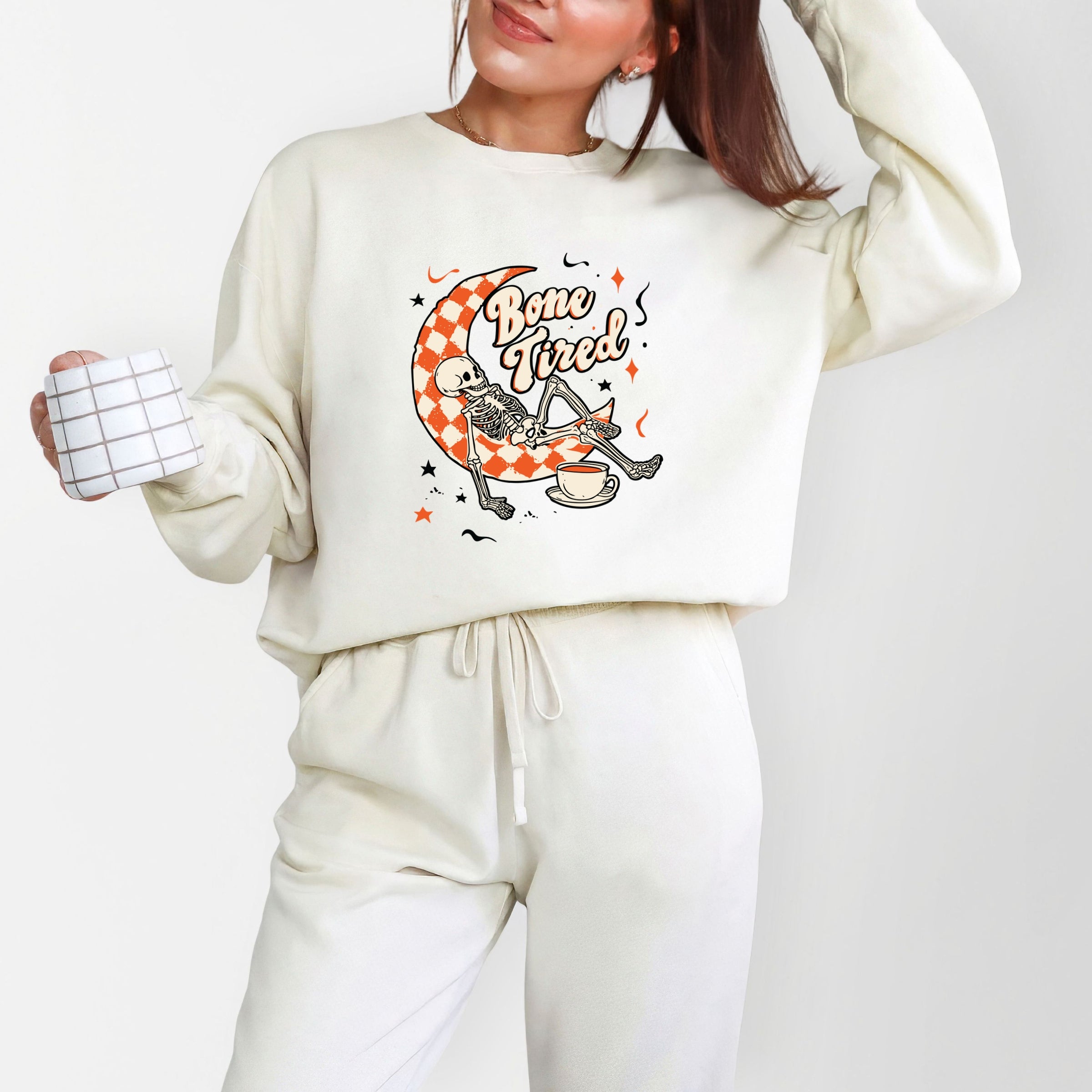 Bone Tired Moon - Womens Lightweight Garment Dyed Sweatshirt