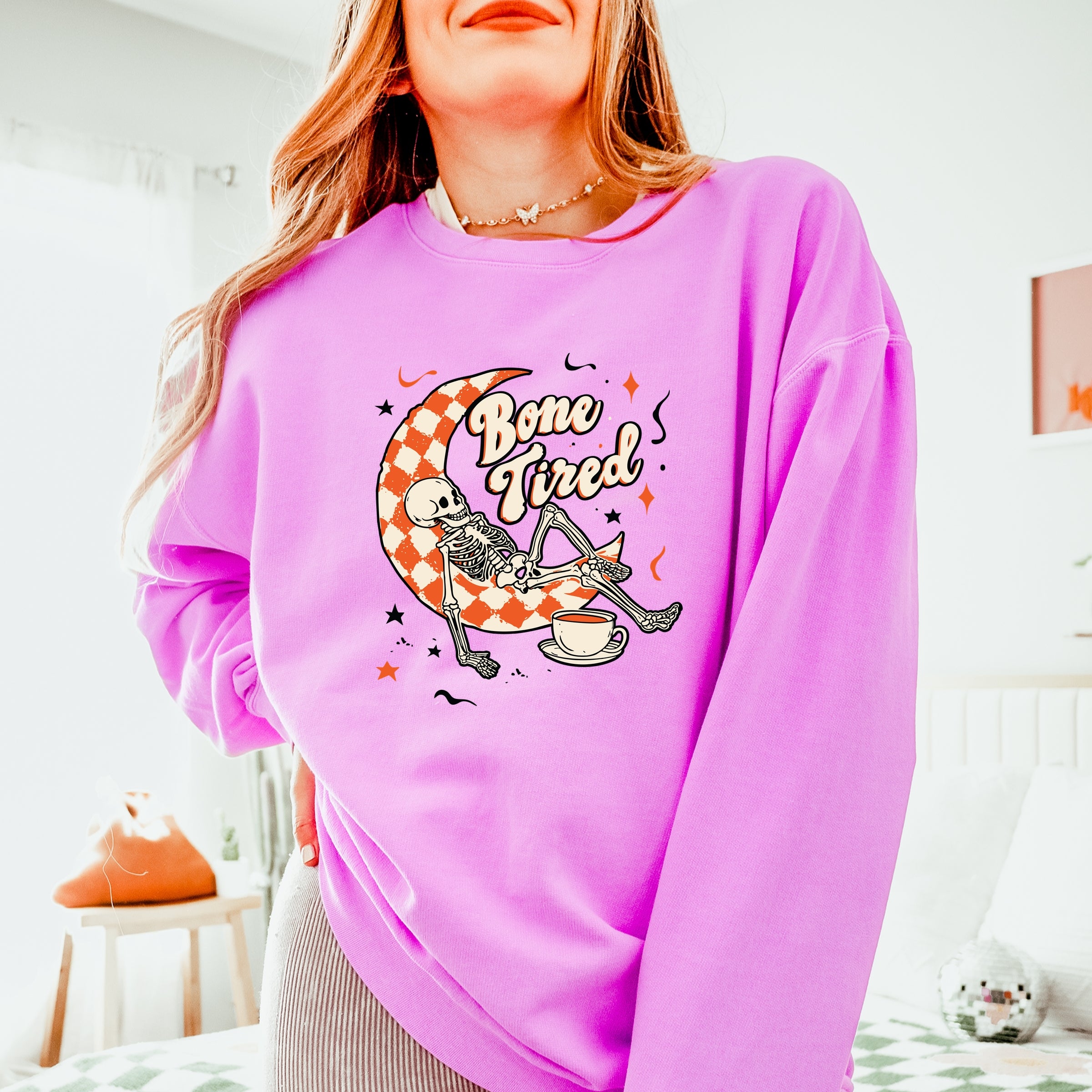 Bone Tired Moon - Womens Lightweight Garment Dyed Sweatshirt