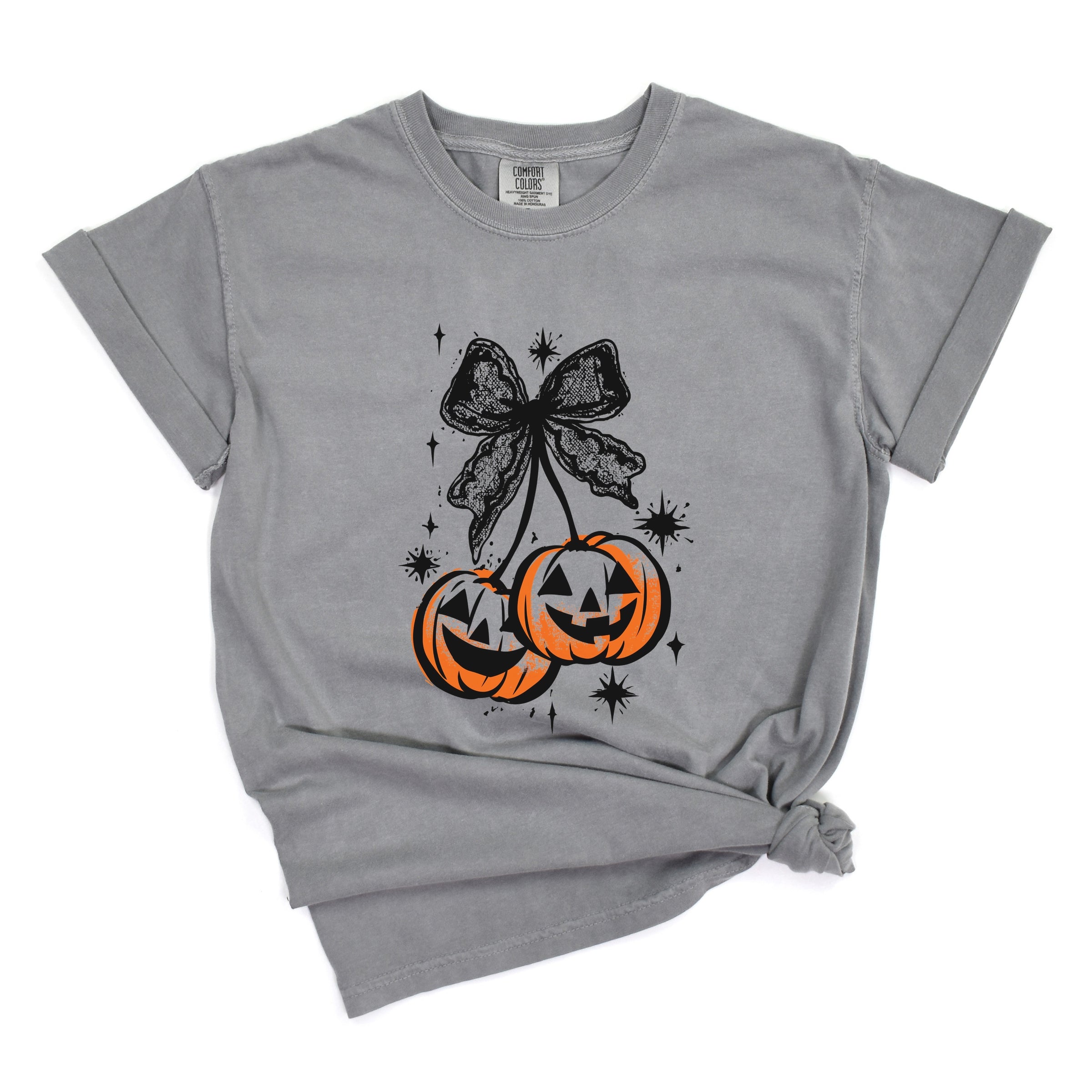 Coquette Pumpkin Cherries - Womens Garment Dyed Tee