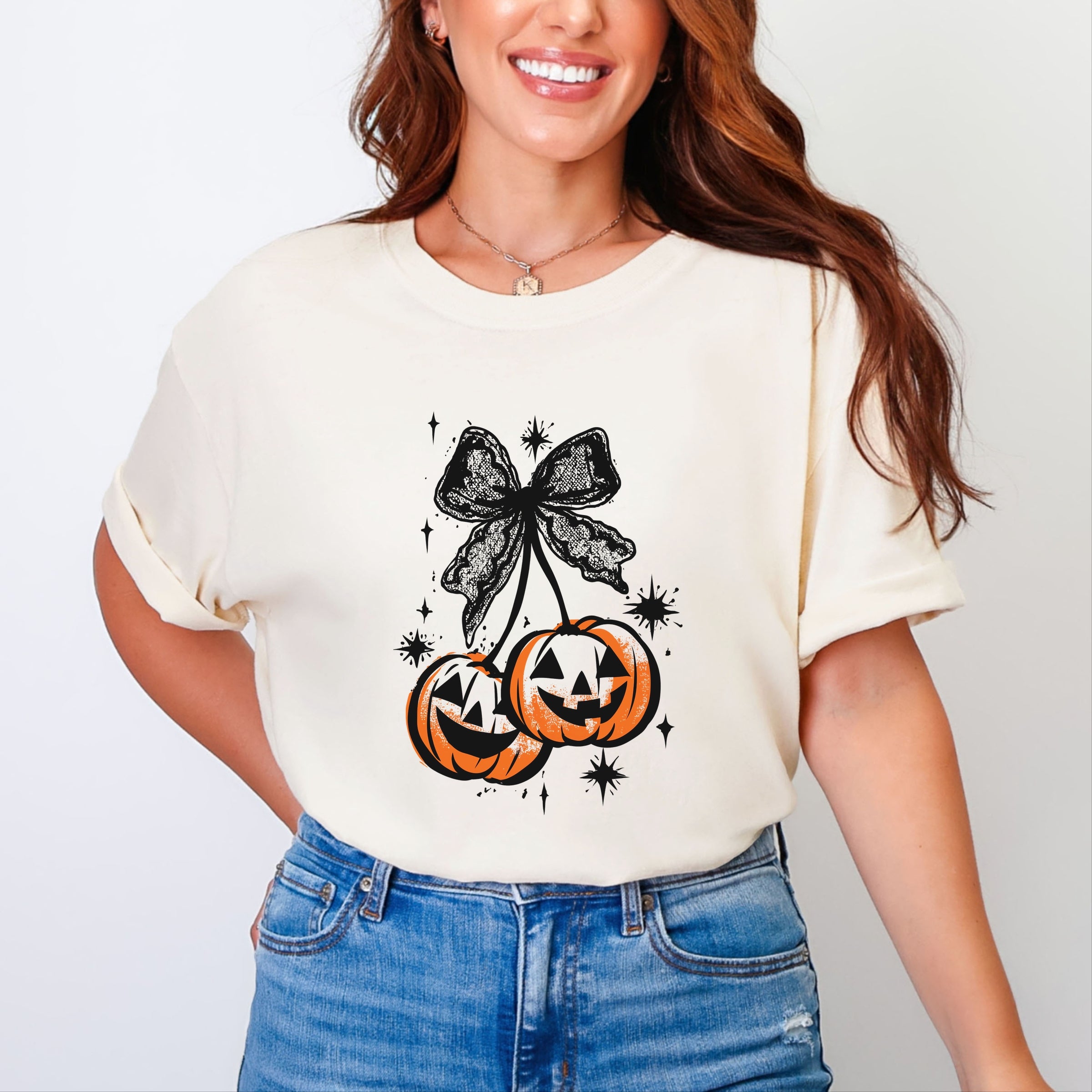 Coquette Pumpkin Cherries - Womens Garment Dyed Tee
