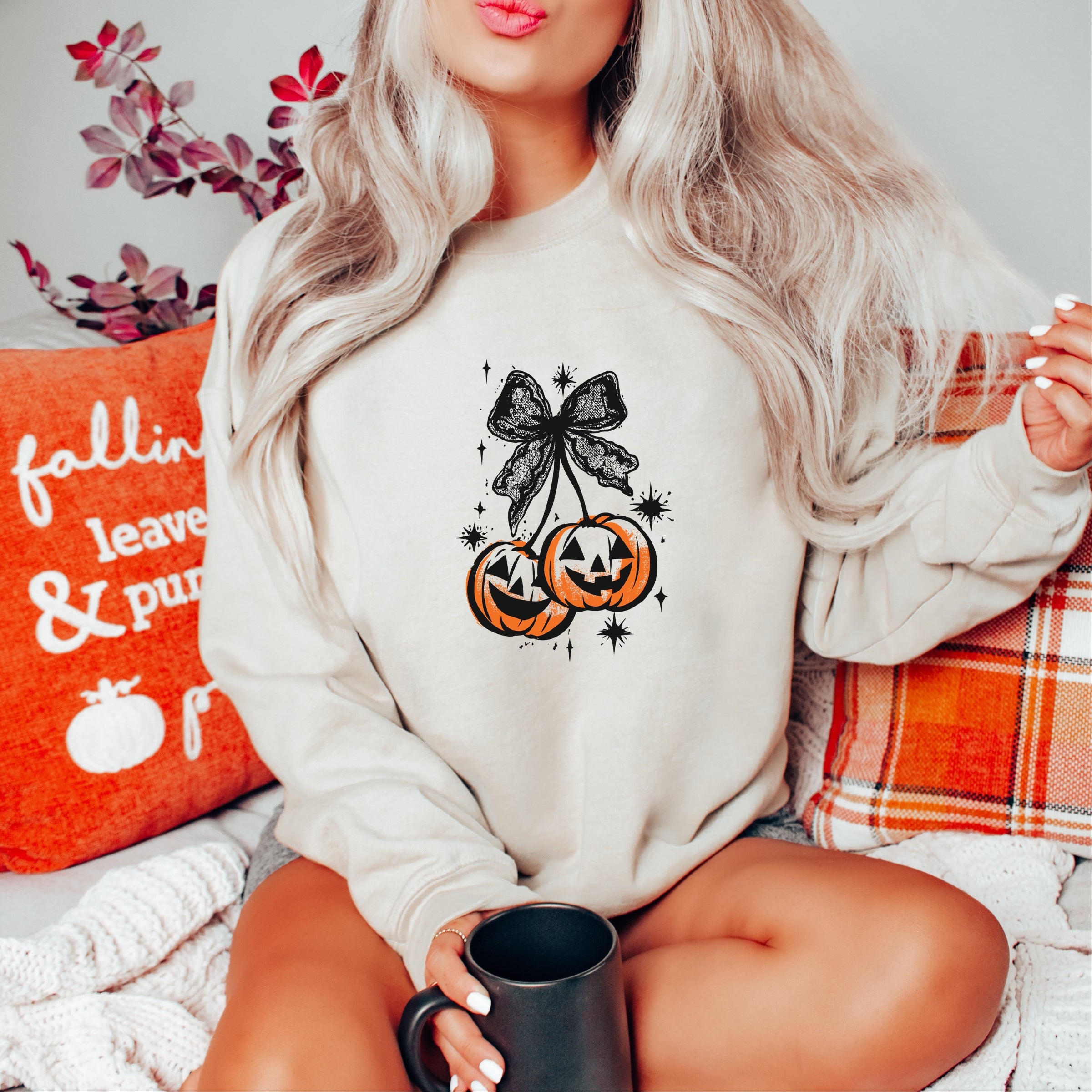 Coquette Pumpkin Cherries - Womens Sweatshirt