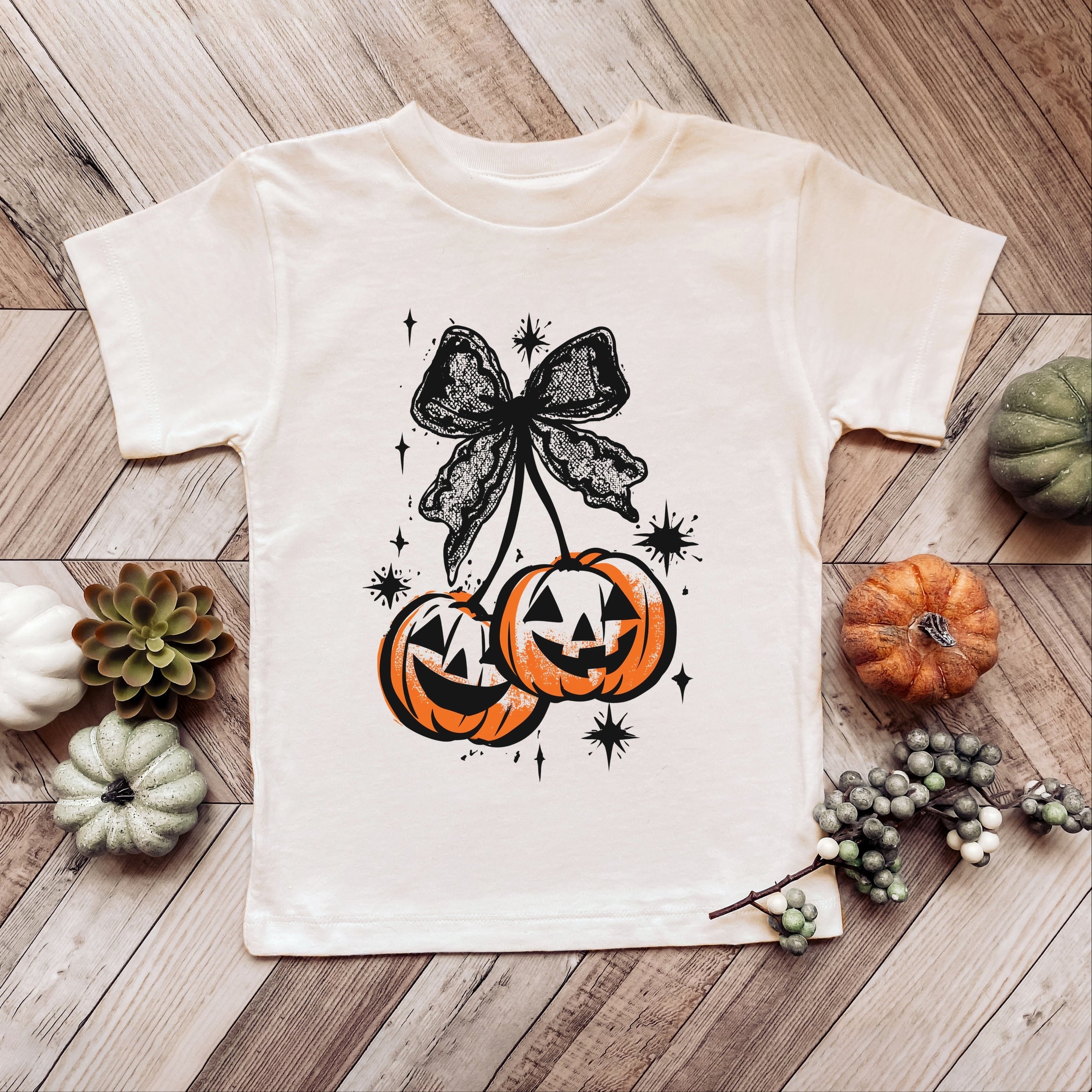 Coquette Pumpkin Cherries - Youth Short Sleeve Graphic T-Shirt and Toddler Short Sleeve Graphic T-Shirt