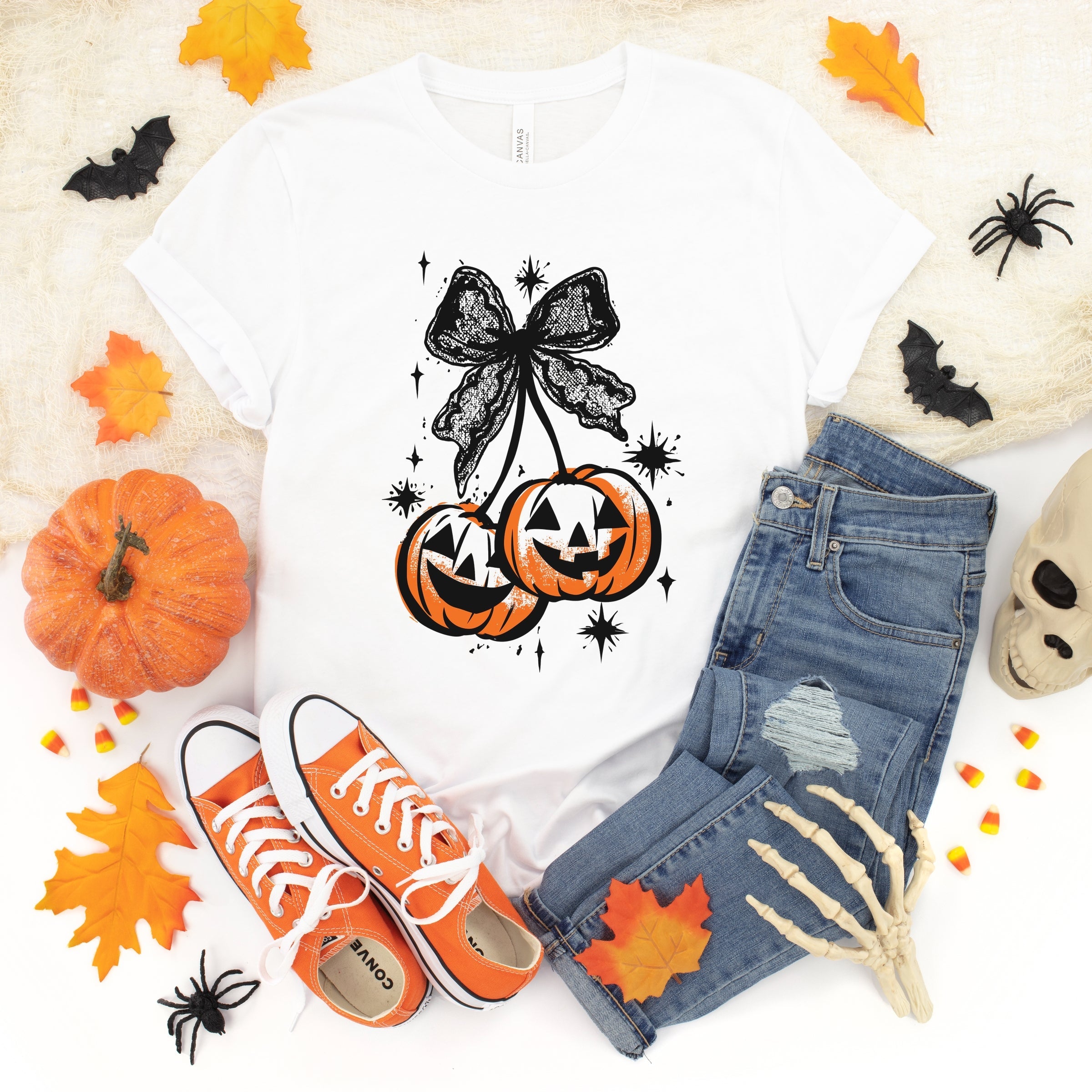 Coquette Pumpkin Cherries - Youth Short Sleeve Graphic T-Shirt and Toddler Short Sleeve Graphic T-Shirt