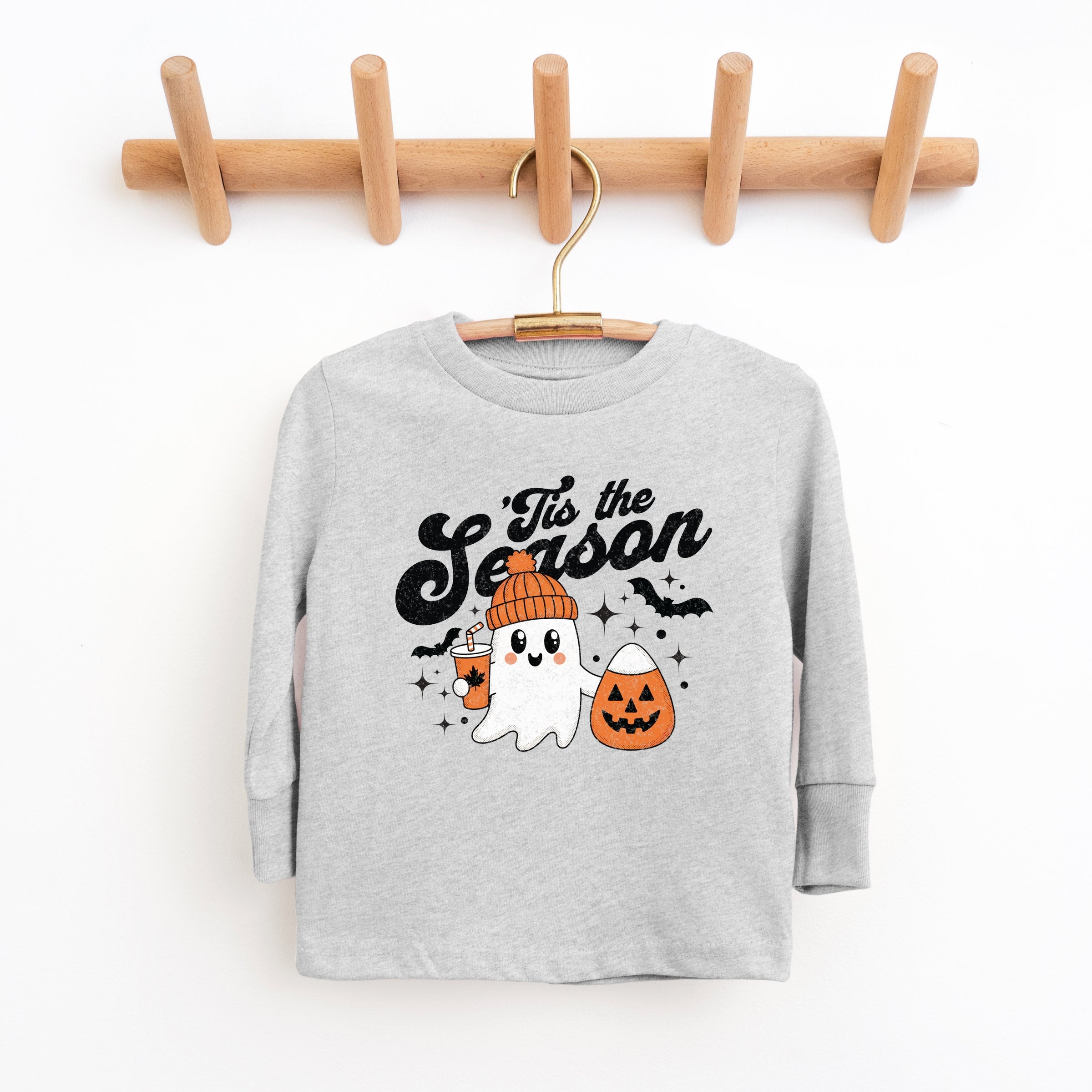 Tis The Season Ghost Retro - Toddler Long Sleeve Graphic Tee and Youth Long Sleeve Graphic T-Shirt