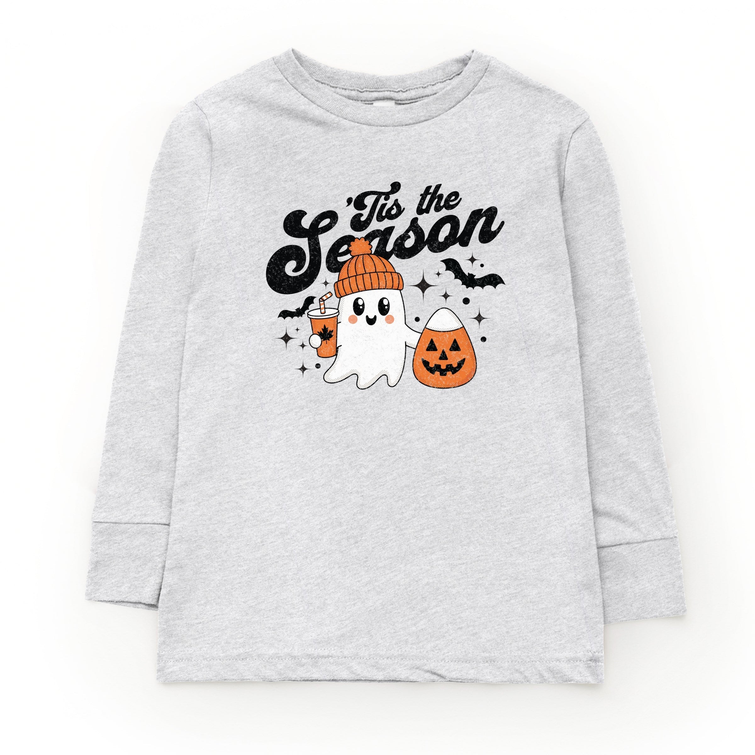 Tis The Season Ghost Retro - Toddler Long Sleeve Graphic Tee and Youth Long Sleeve Graphic T-Shirt