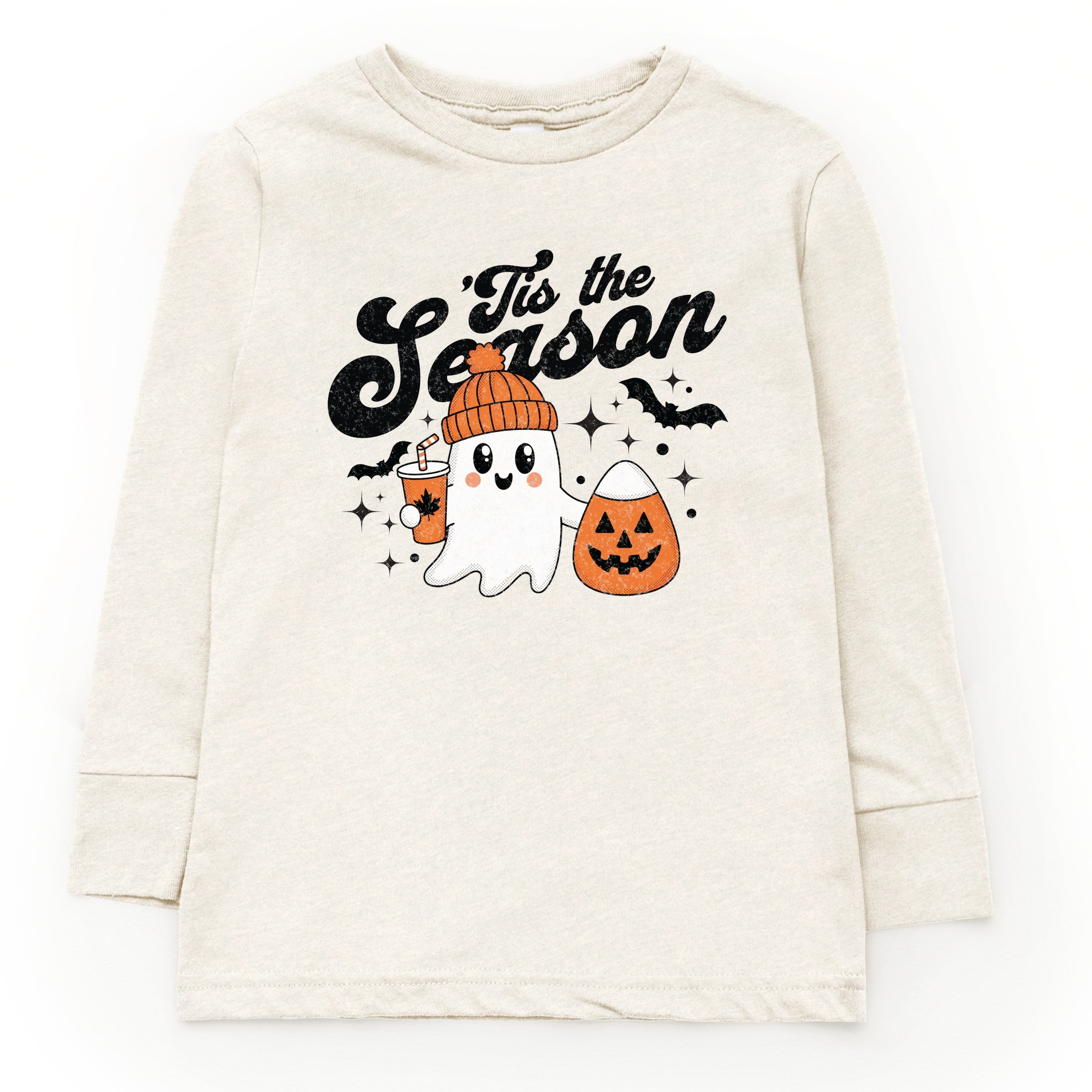 Tis The Season Ghost Retro - Toddler Long Sleeve Graphic Tee and Youth Long Sleeve Graphic T-Shirt