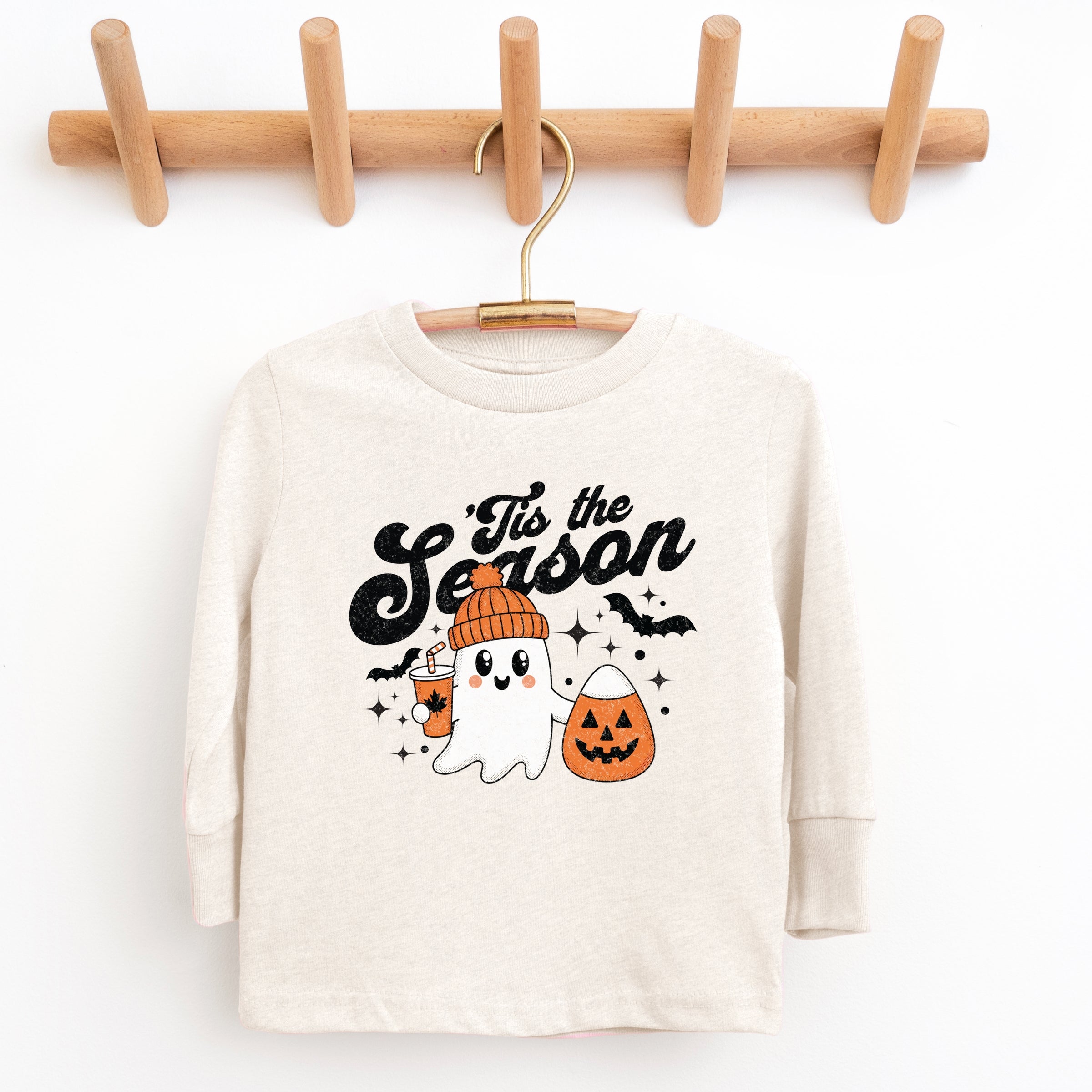 Tis The Season Ghost Retro - Toddler Long Sleeve Graphic Tee and Youth Long Sleeve Graphic T-Shirt